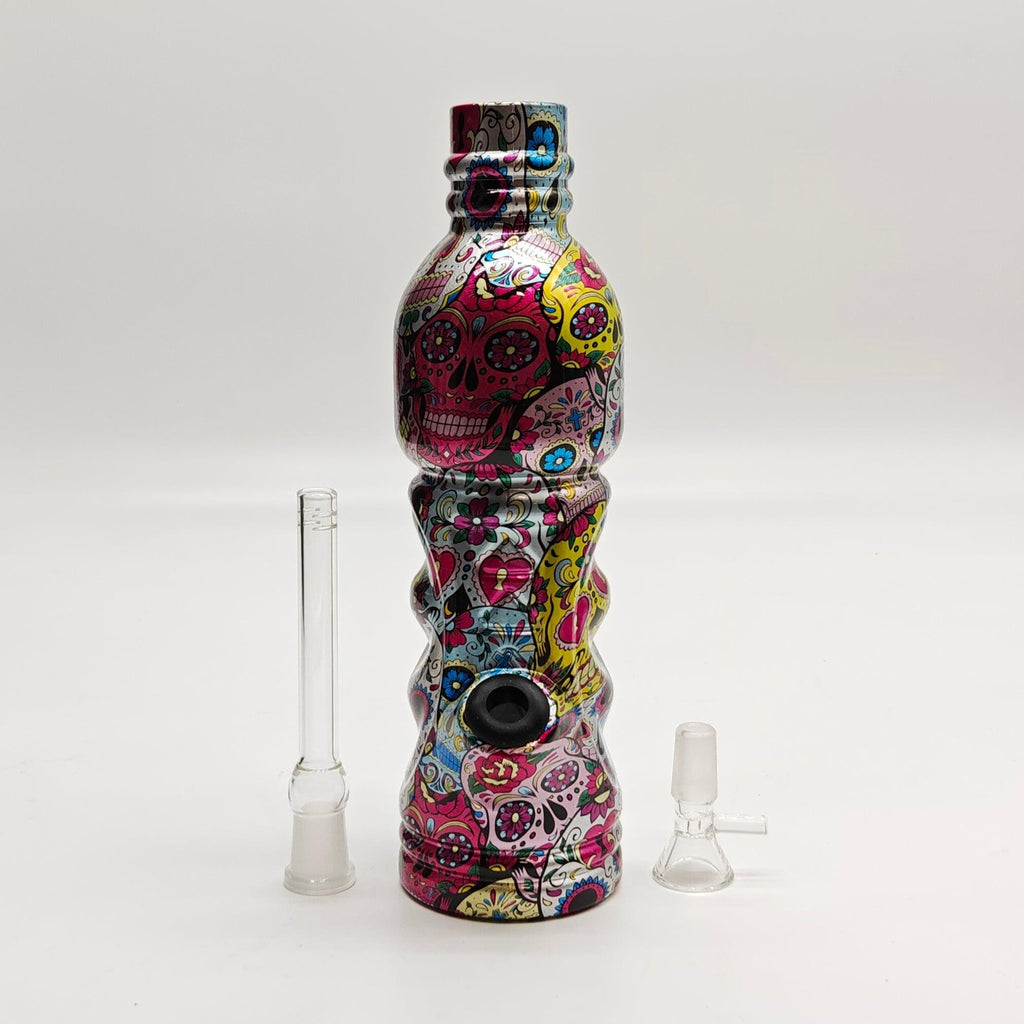 9" Hydrographic Water Bottle Glass Bong-Assorted Designs