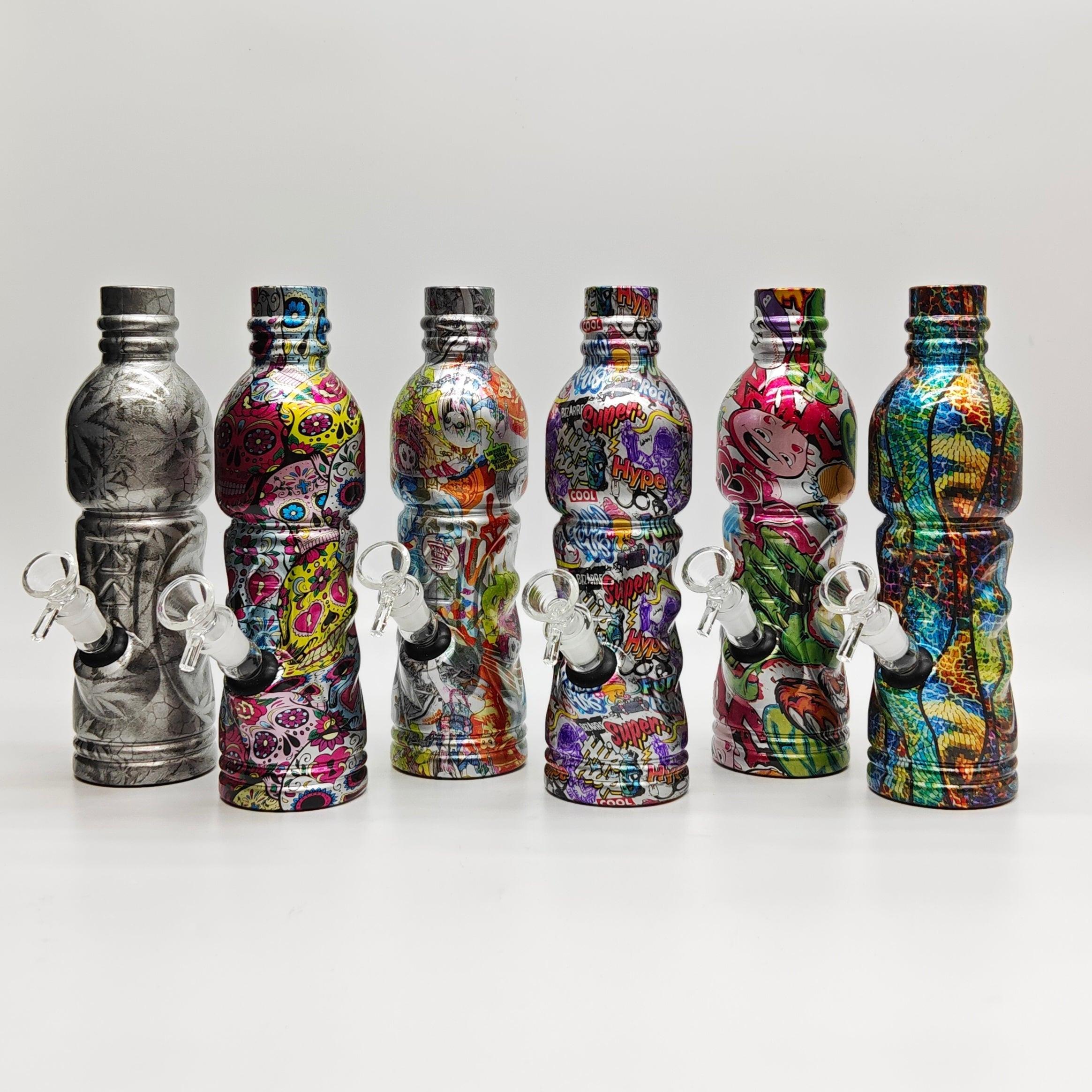 9" Hydrographic Water Bottle Glass Bong-Assorted Designs Main image