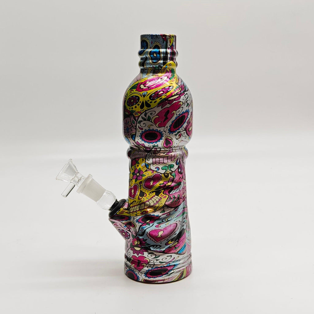 9" Hydrographic Water Bottle Glass Bong-Assorted Designs