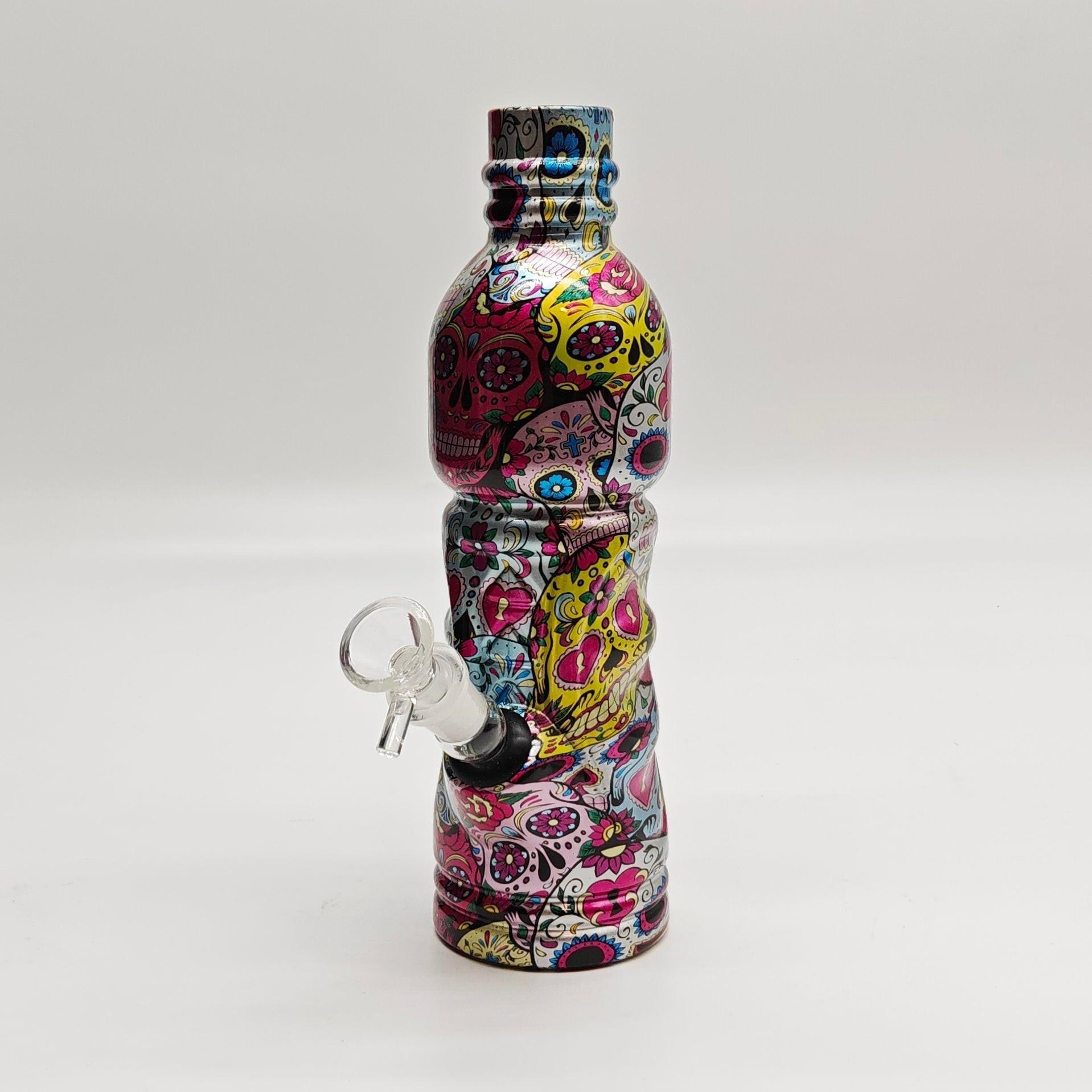 9" Hydrographic Water Bottle Glass Bong-Assorted Designs
