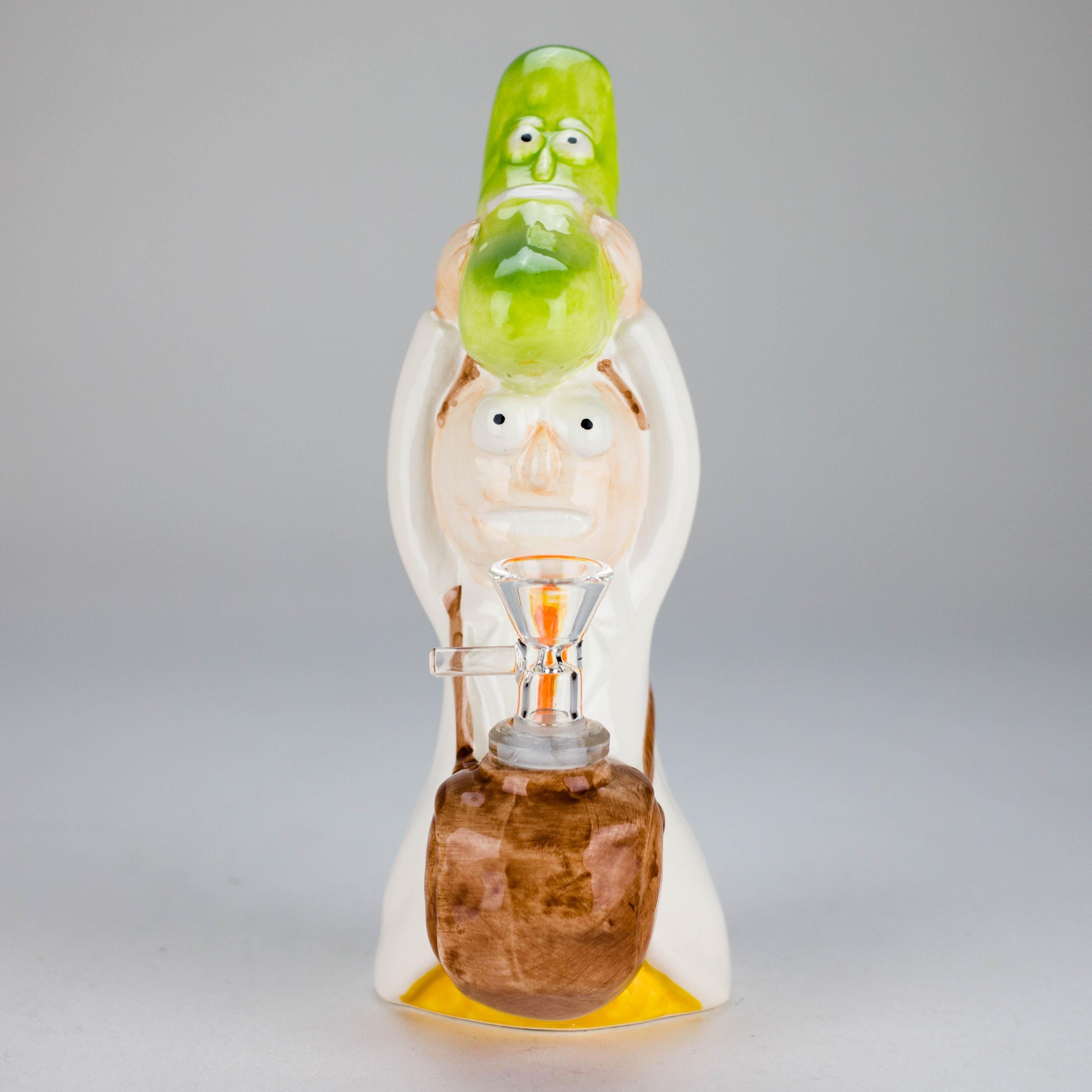 8″ Pickle Adventure Design Ceramic Bong – Whimsical Vintage Style  [ES081WP] Secondary image