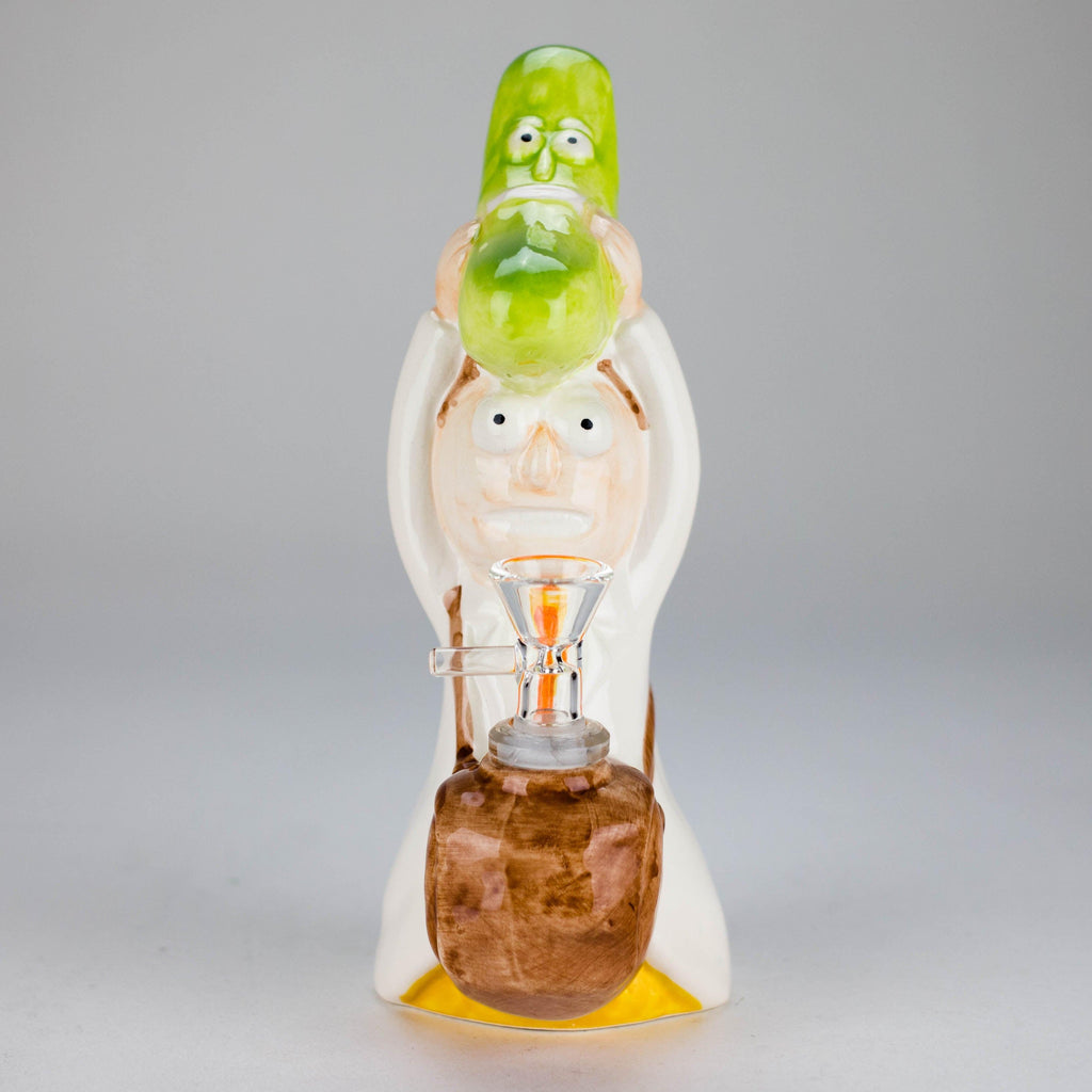 8″ Pickle Adventure Design Ceramic Bong – Whimsical Vintage Style  [ES081WP]
