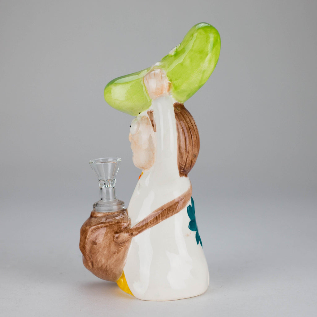 8″ Pickle Adventure Design Ceramic Bong – Whimsical Vintage Style  [ES081WP]