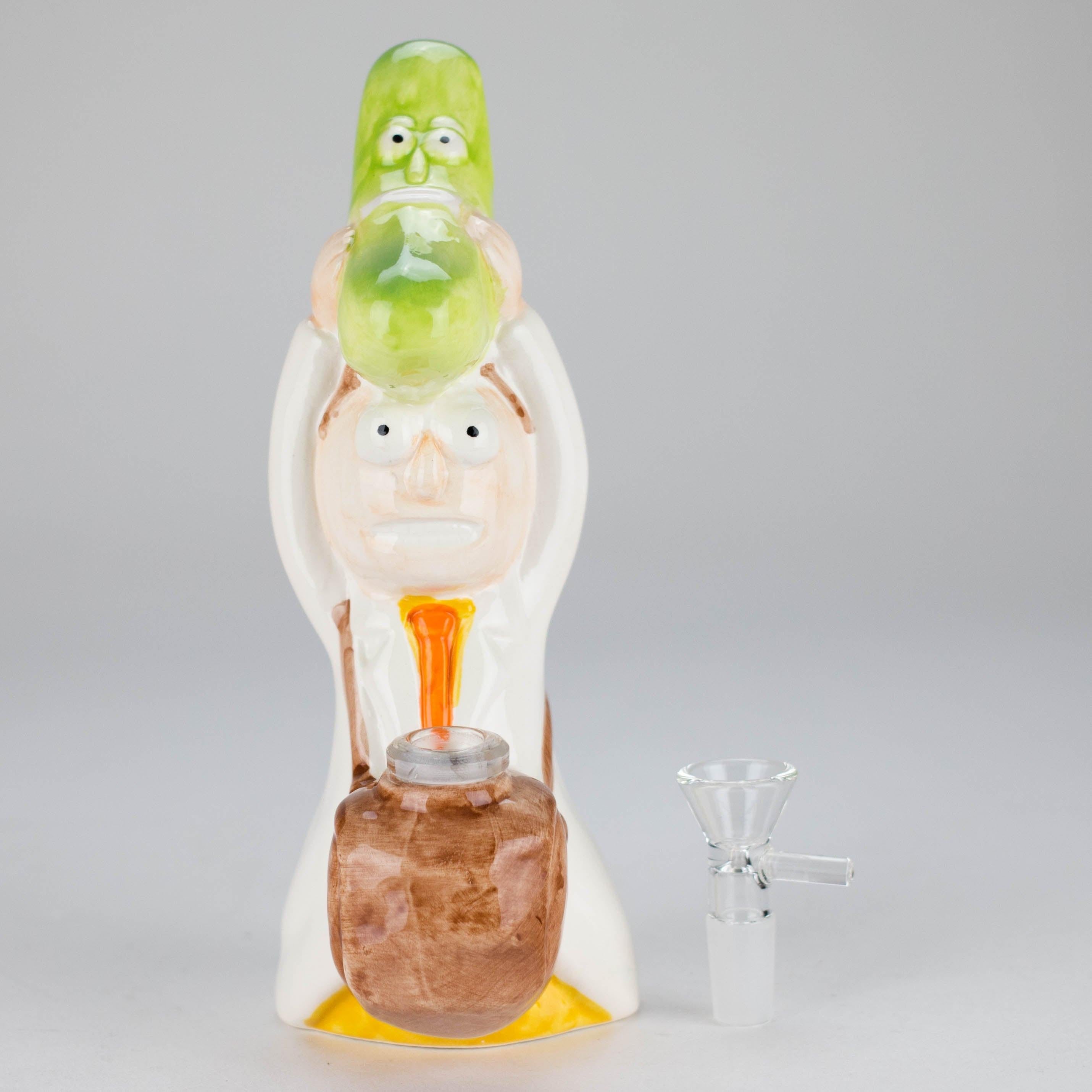 8″ Pickle Adventure Design Ceramic Bong – Whimsical Vintage Style  [ES081WP]