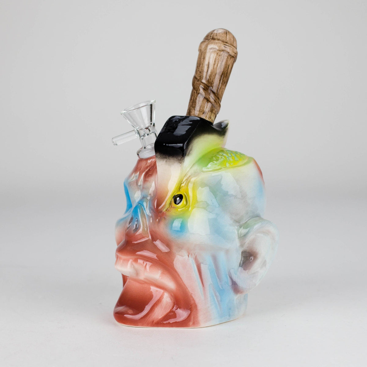 8" Vintage Dead Face Ceramic Bong – Horror-Inspired Smoking Art [ES094WP] Main image