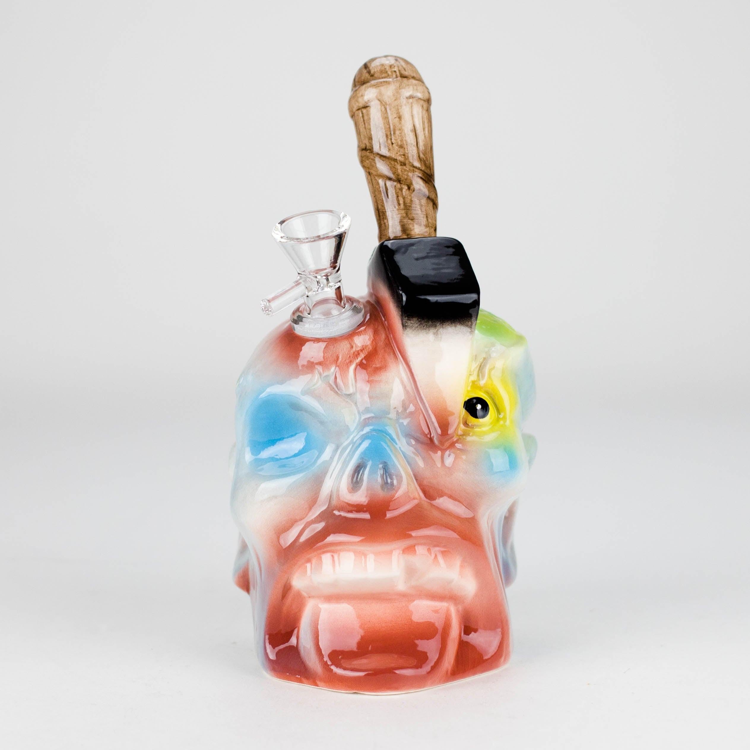 8" Vintage Dead Face Ceramic Bong – Horror-Inspired Smoking Art [ES094WP] Secondary image