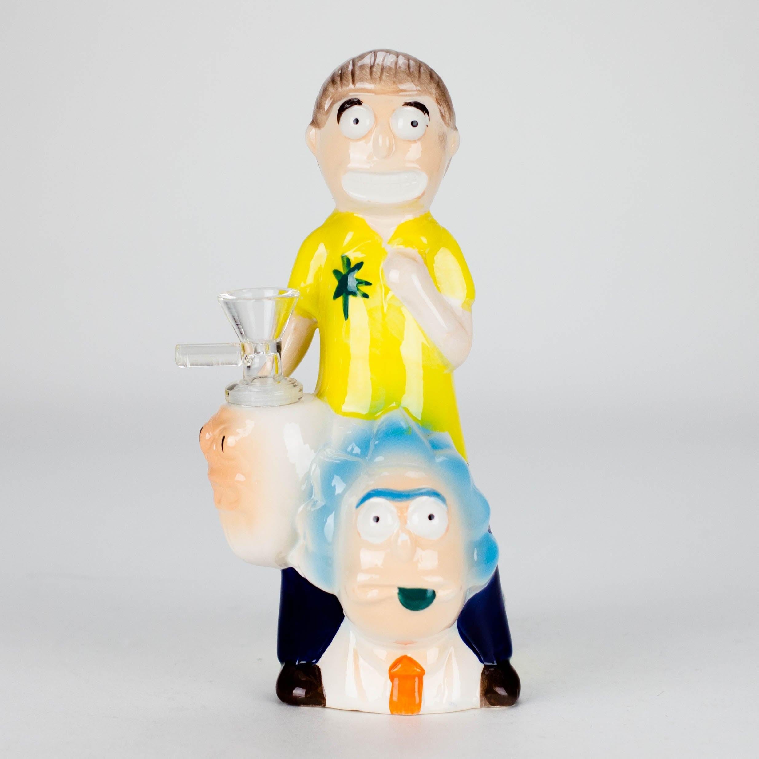 8″ Cartoon Duo Adventure Ceramic Bong – Whimsical Vintage Collection  [ES082WP]