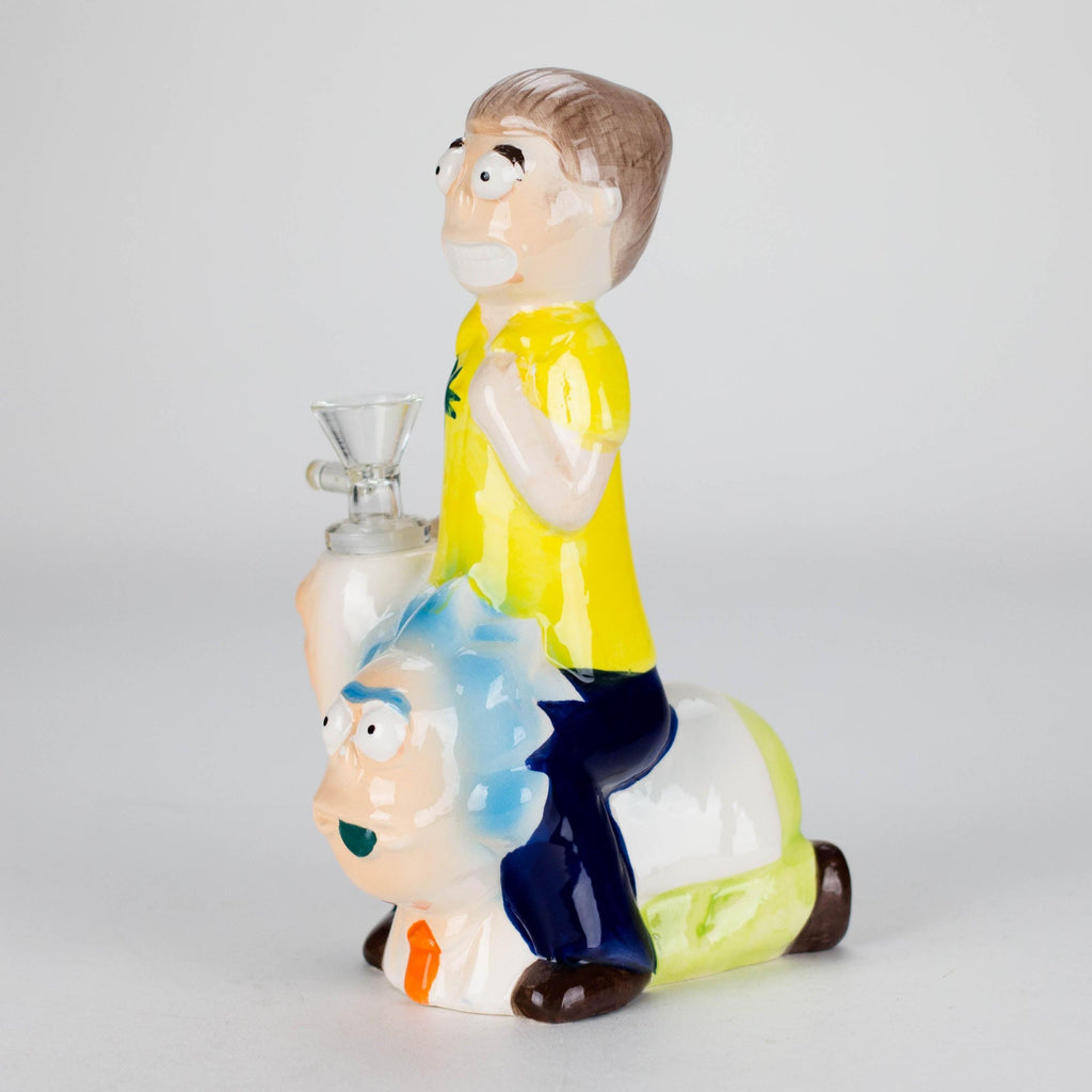 8″ Cartoon Duo Adventure Ceramic Bong – Whimsical Vintage Collection  [ES082WP]
