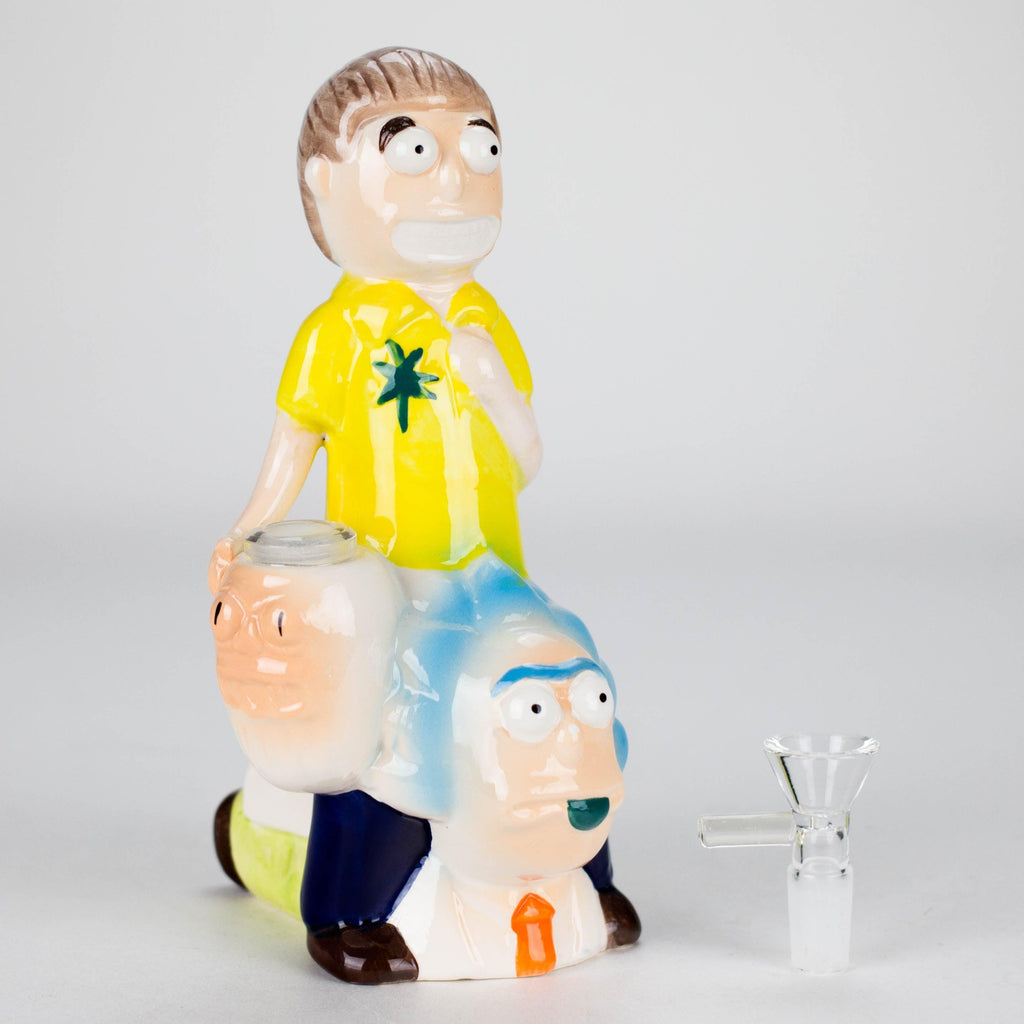 8″ Cartoon Duo Adventure Ceramic Bong – Whimsical Vintage Collection  [ES082WP]