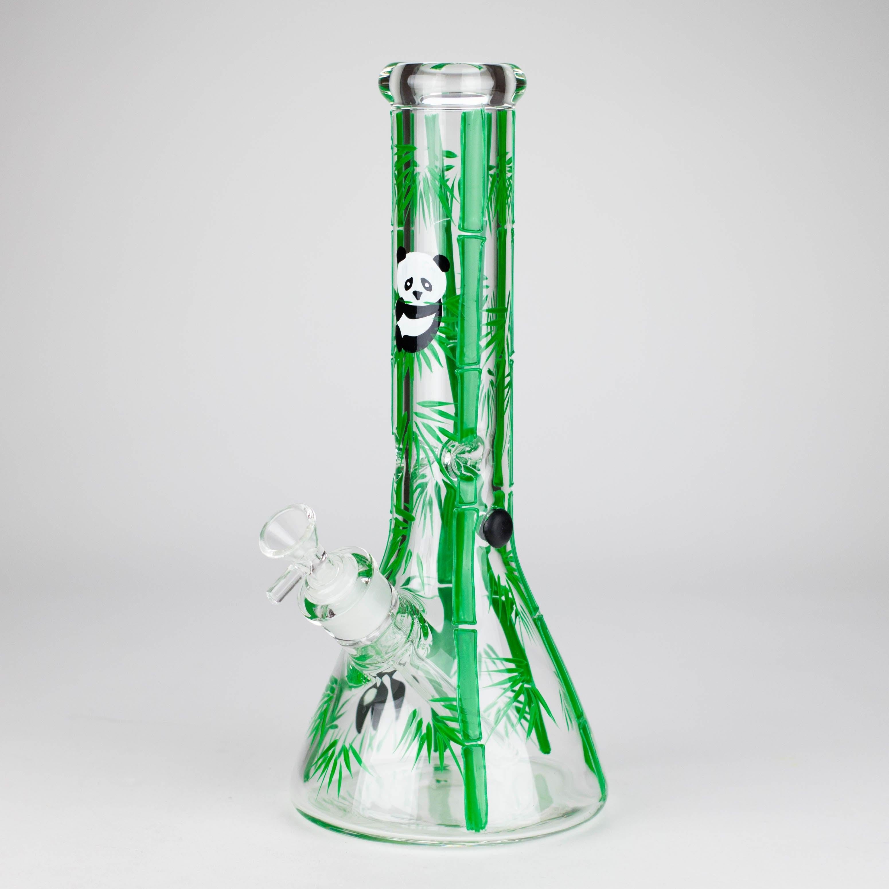 12" Panda & Bamboo Beaker Glass Bong – 7mm Thick with Ice Pinch Main image