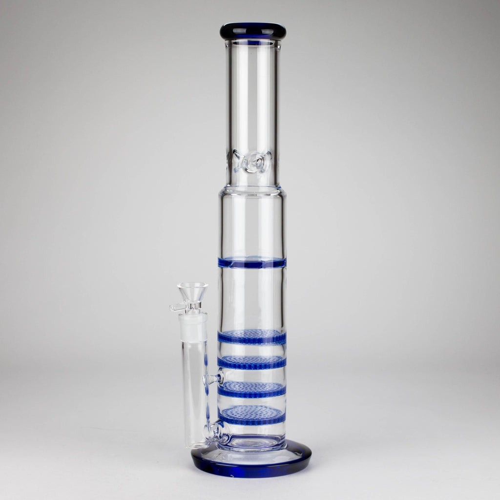 17" Blue Honeycomb Cycler Glass Bong – 4 Honeycomb Diffusers