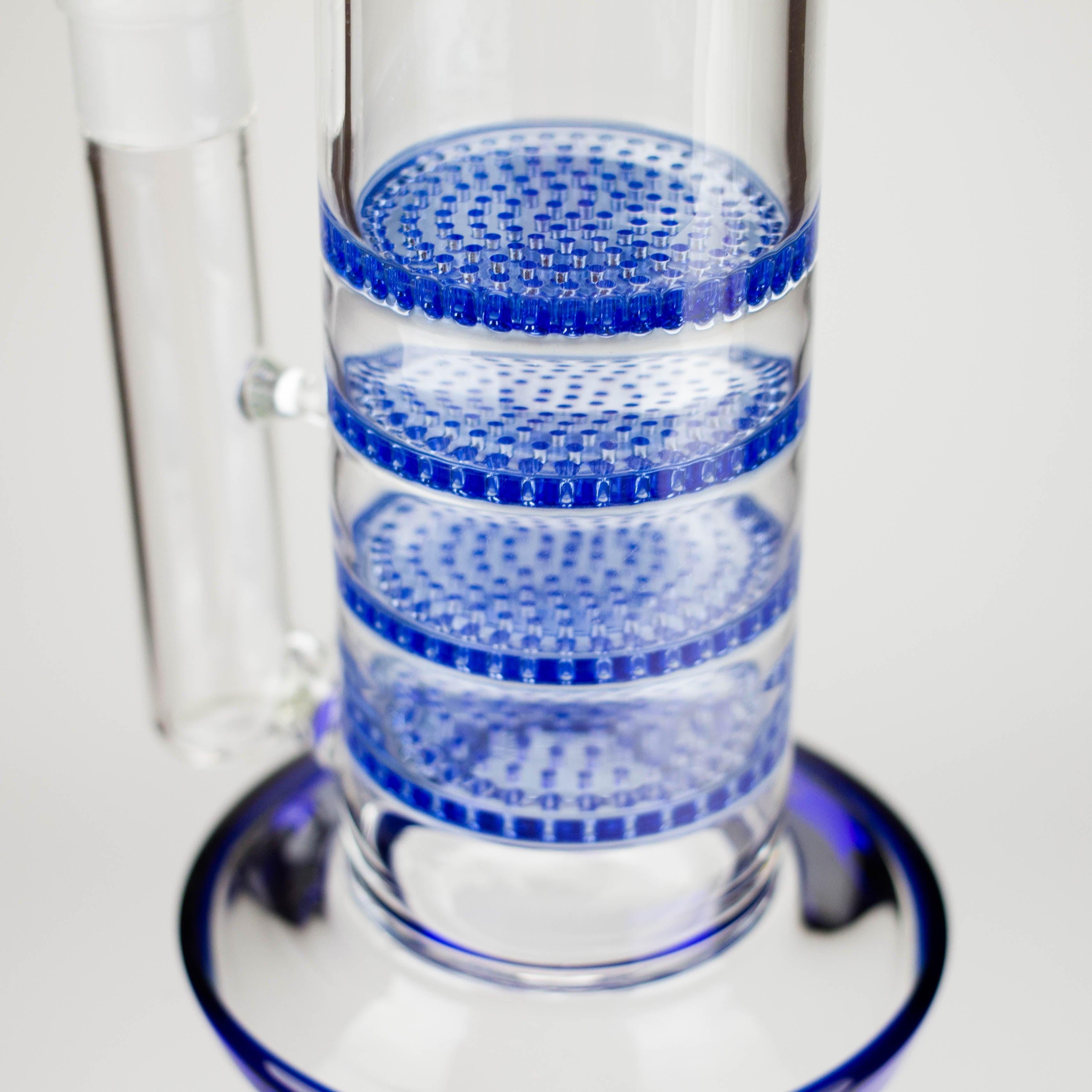 17" Blue Honeycomb Cycler Glass Bong – 4 Honeycomb Diffusers