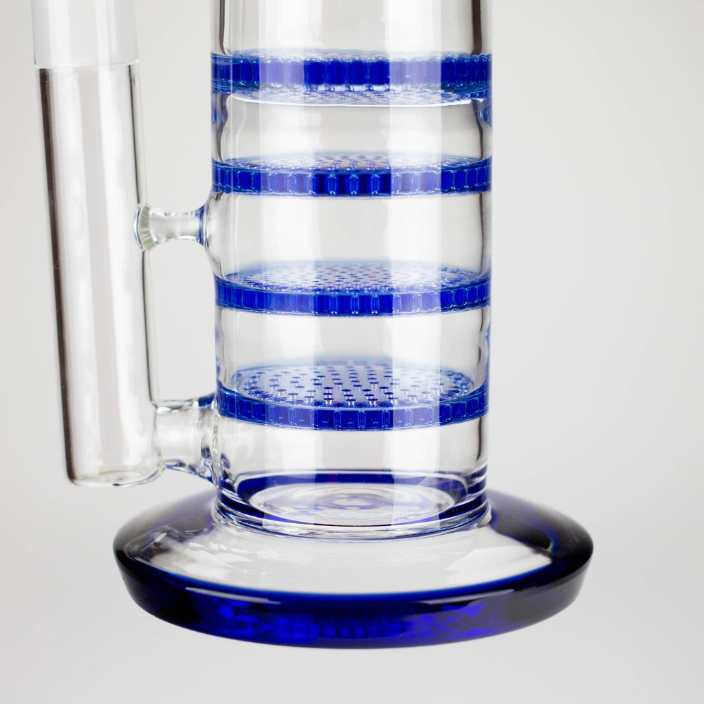 17" Blue Honeycomb Cycler Glass Bong – 4 Honeycomb Diffusers