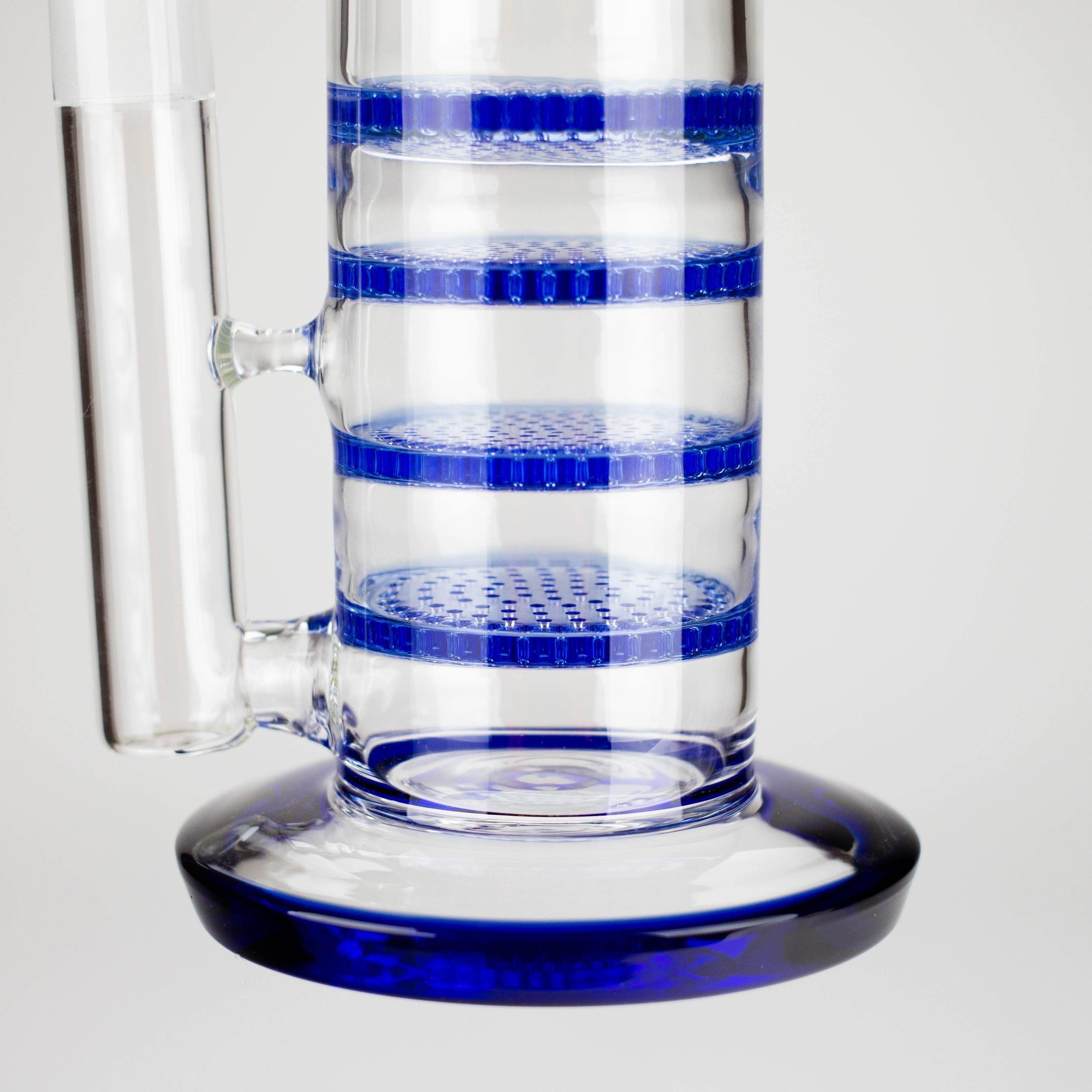 17" Blue Honeycomb Cycler Glass Bong – 4 Honeycomb Diffusers