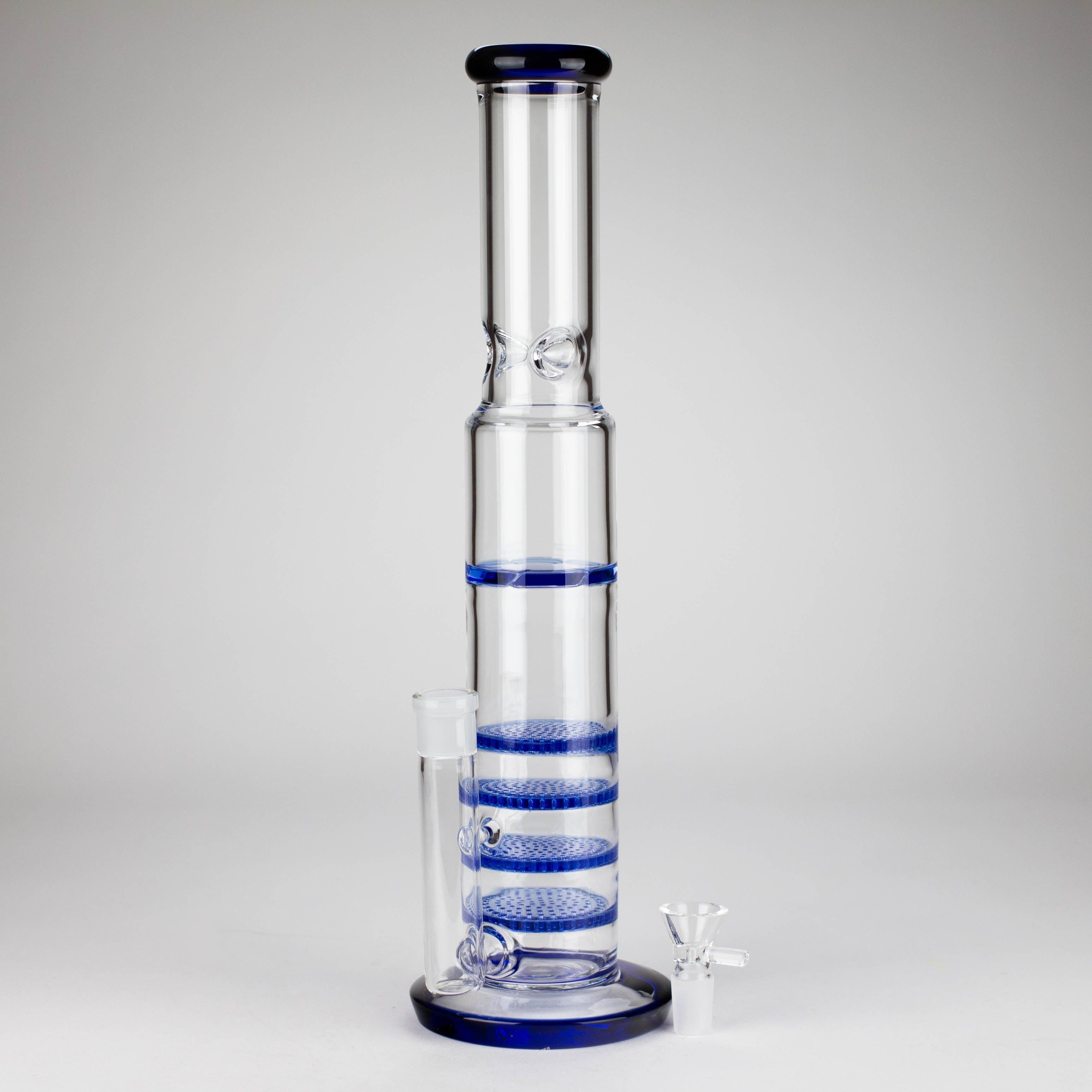 17" Blue Honeycomb Cycler Glass Bong – 4 Honeycomb Diffusers