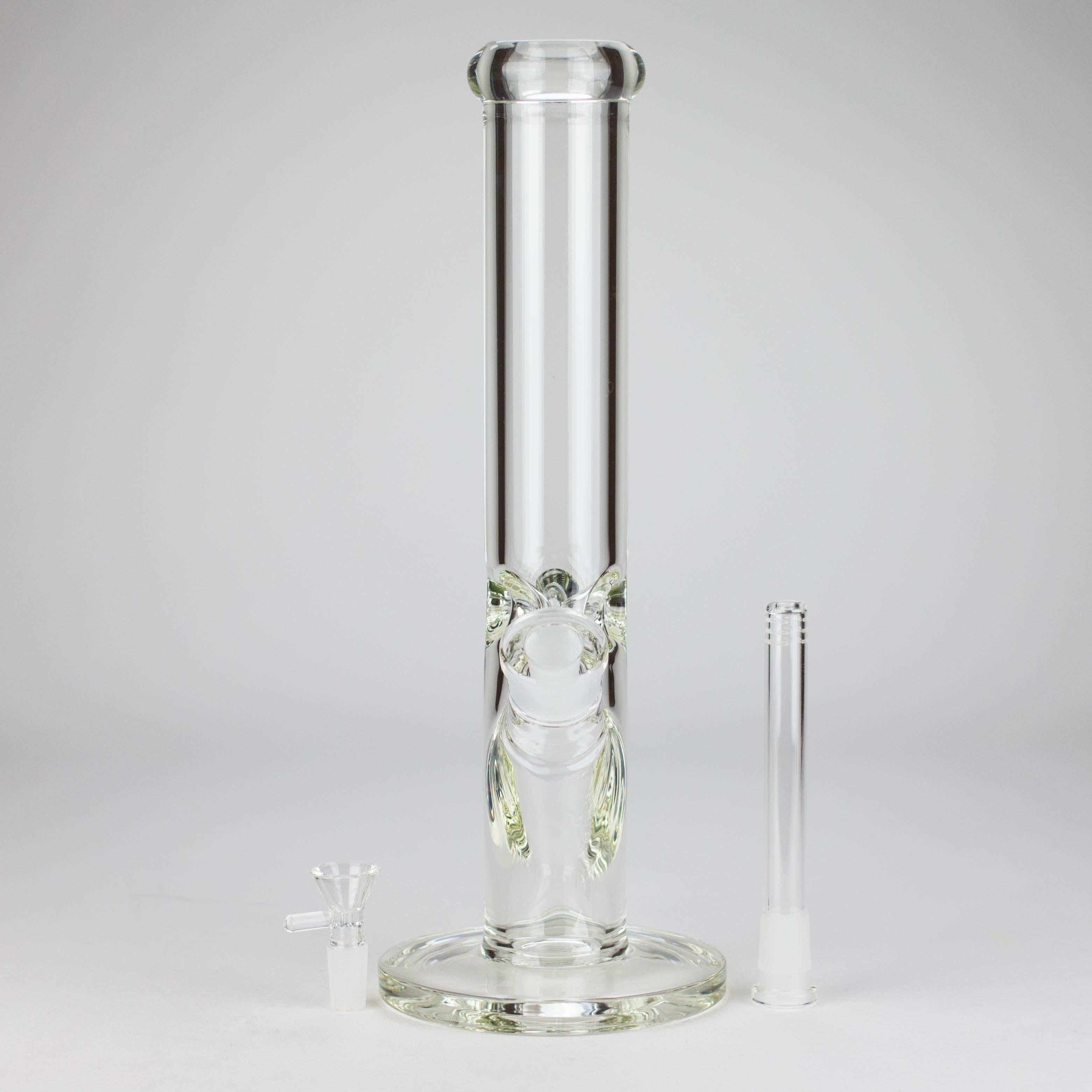 15" Cylindrical Clear Glass Water Pipe – 7mm Thick with Ice Catcher Straight Tube Bong with Wide Base & Deep Bowl