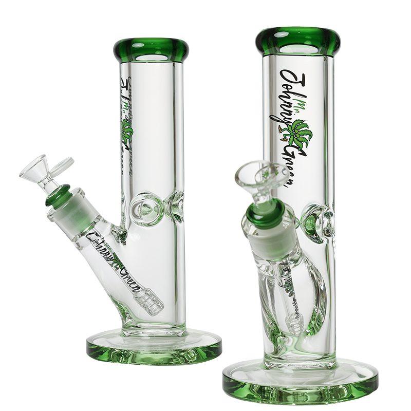 Johnny Green | 10″ 9mm Straight Tube with Grid Percolator Slide – Green (MJG-011) Main image
