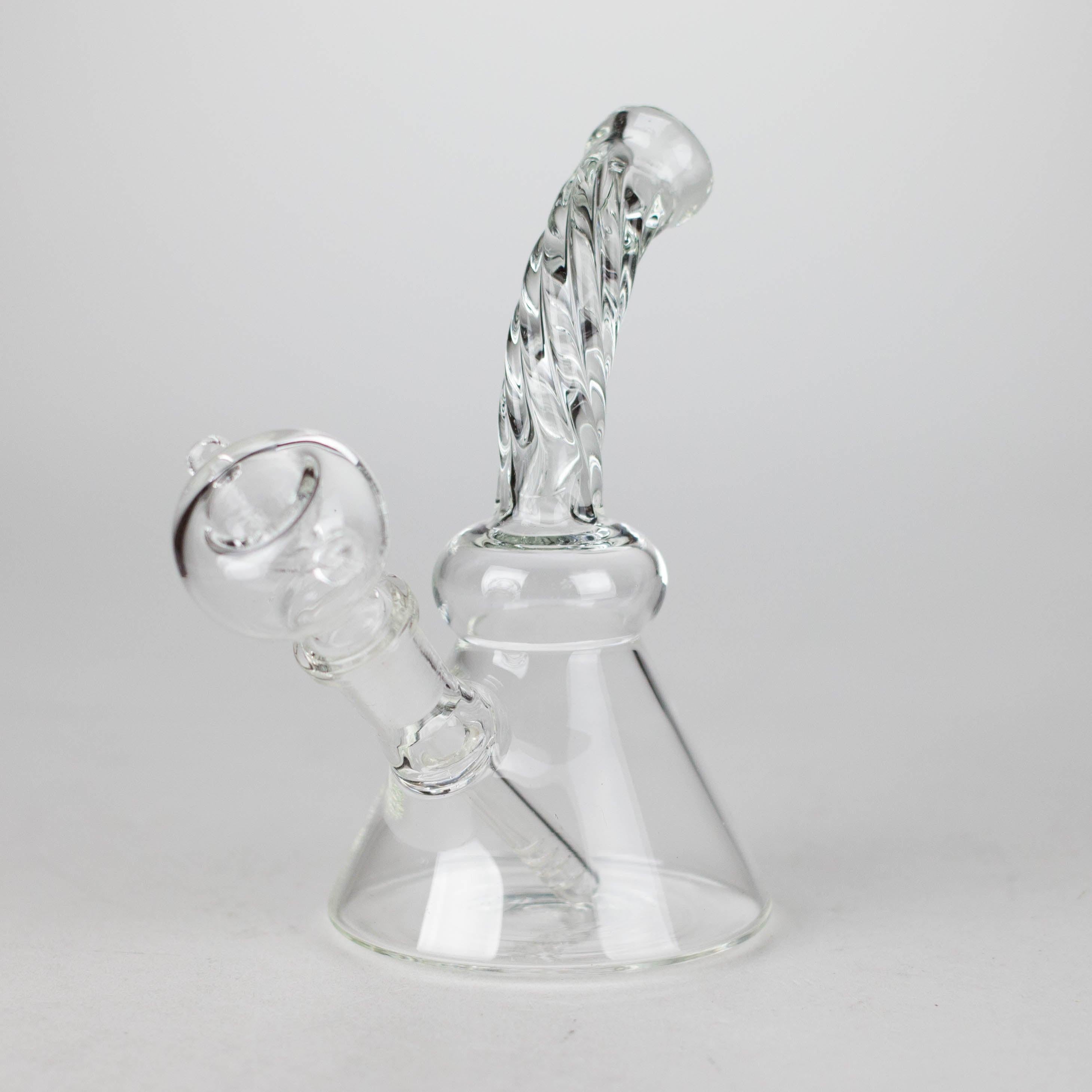6" Twist Neck Glass Bong with Water Diffuser | 14mm Bowl Joint | Stemless Design Main image