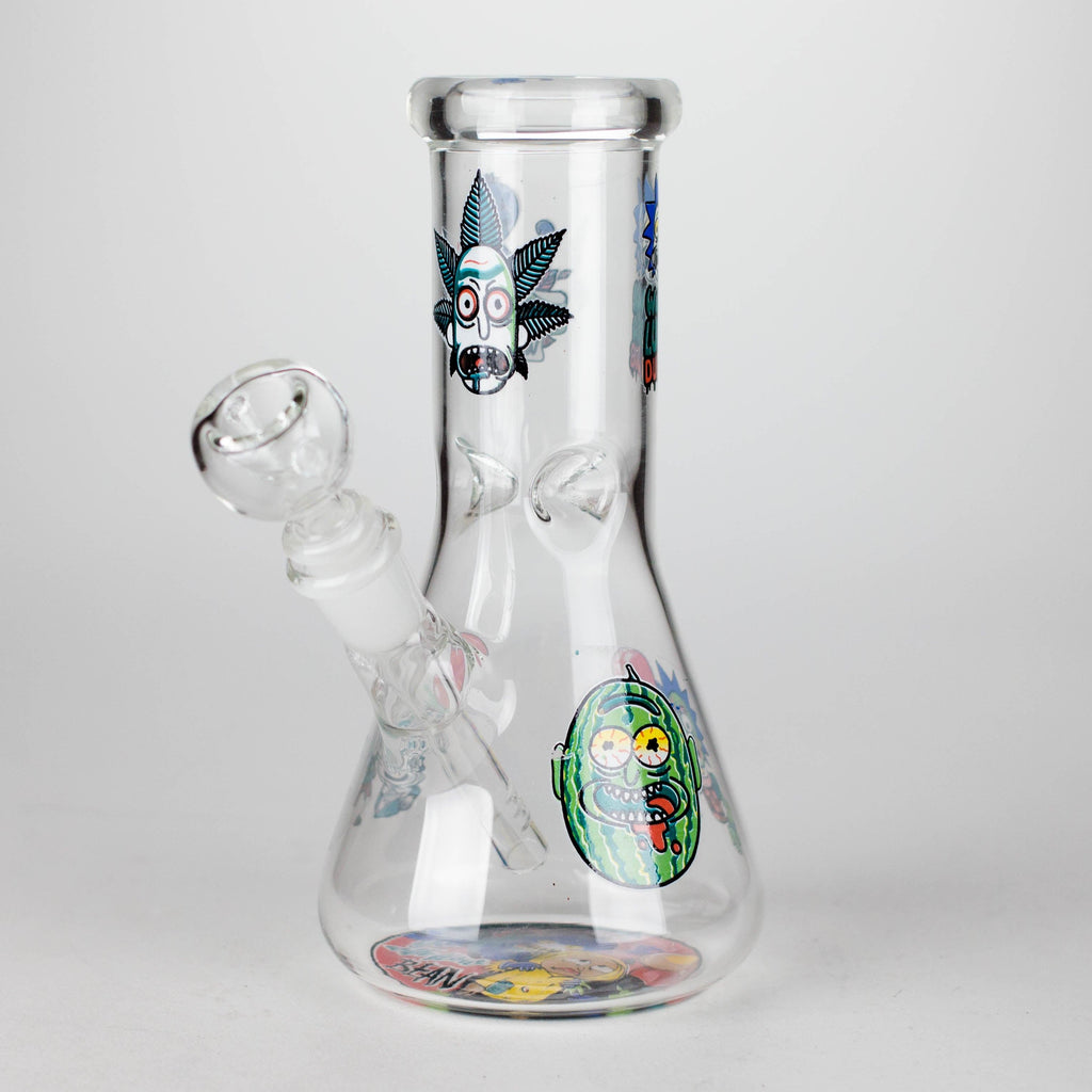 8" R&M Cartoon Beaker Glass Bong | 14mm Bowl Joint