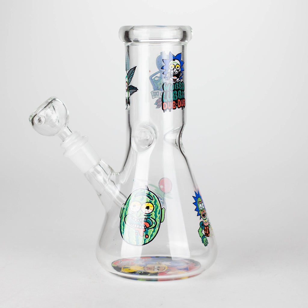 8" R&M Cartoon Beaker Glass Bong | 14mm Bowl Joint