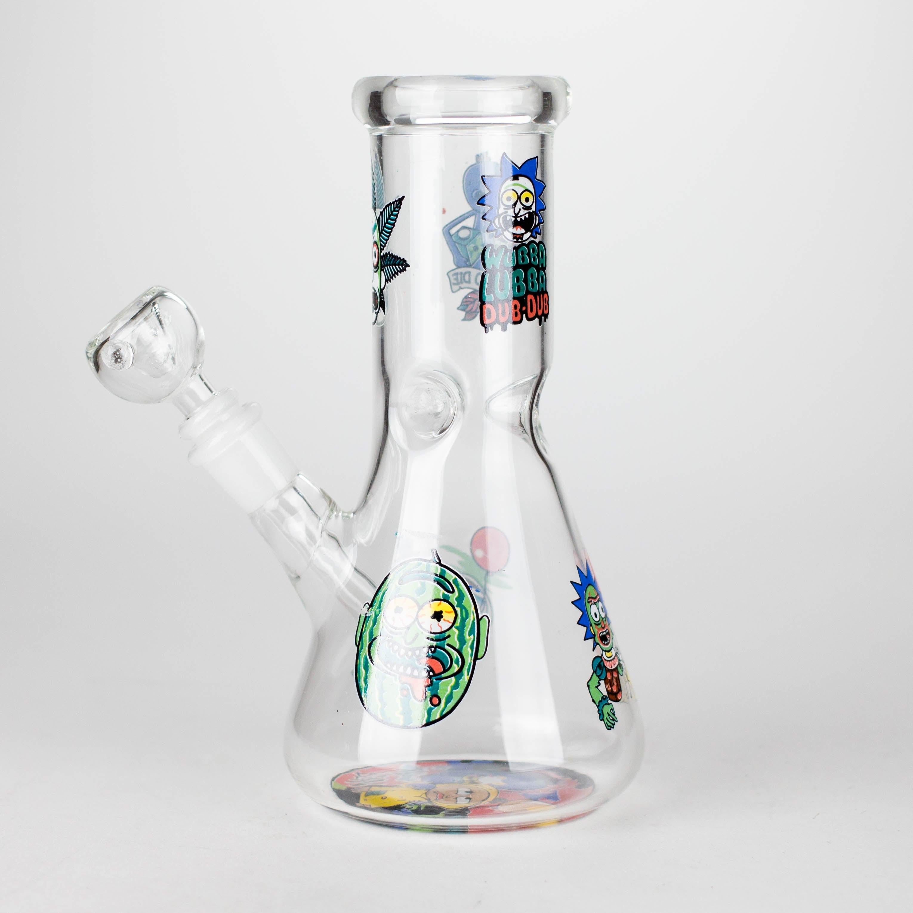 8" R&M Cartoon Beaker Glass Bong | 14mm Bowl Joint
