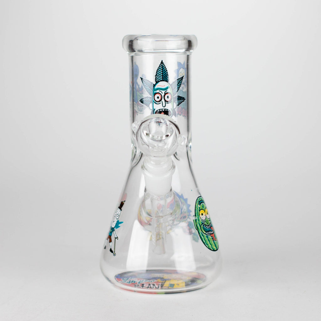 8" R&M Cartoon Beaker Glass Bong | 14mm Bowl Joint
