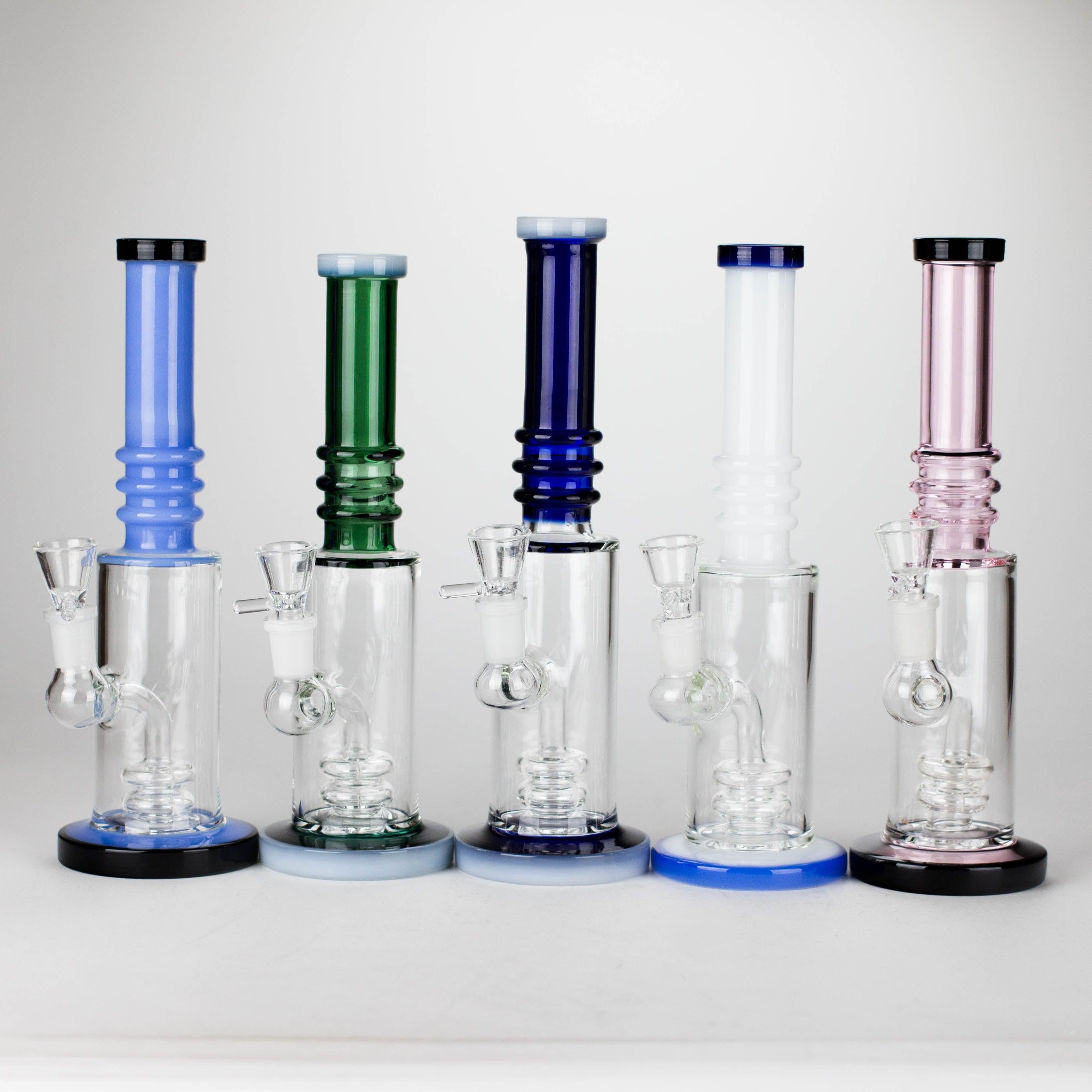 11" Colour Tube Glass Bong with Water Diffuser | 14mm Bowl Joint | Stemless Design Main image