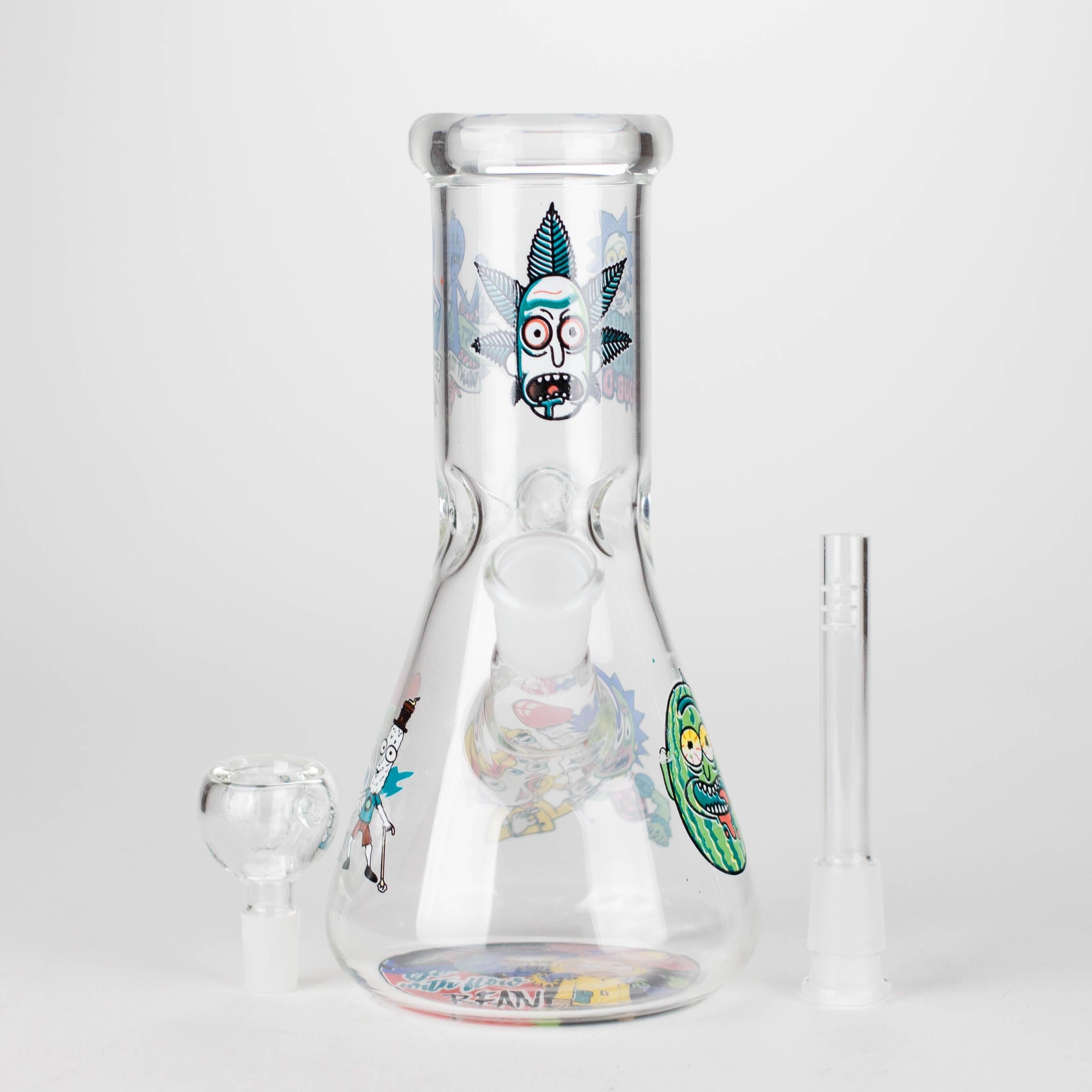 8" R&M Cartoon Beaker Glass Bong | 14mm Bowl Joint