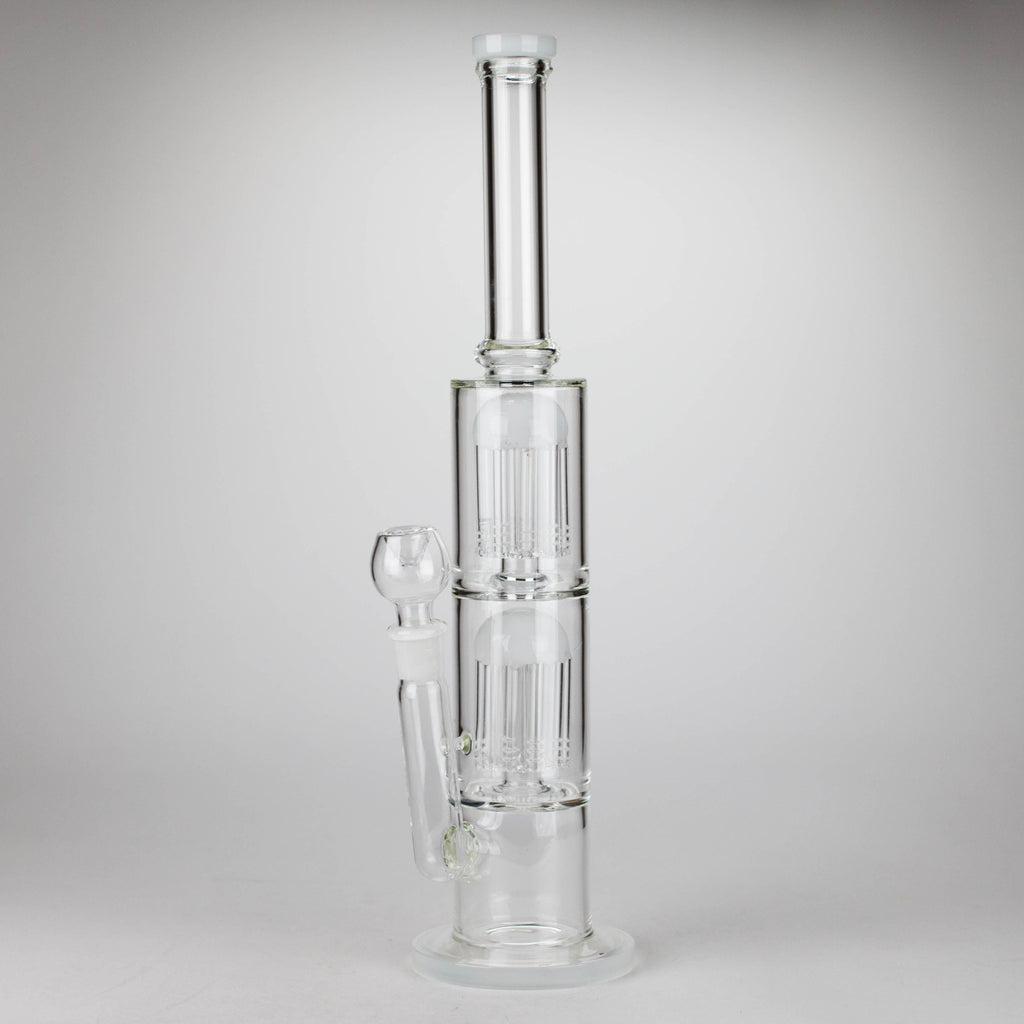 16" Color accented double percolator glass bong