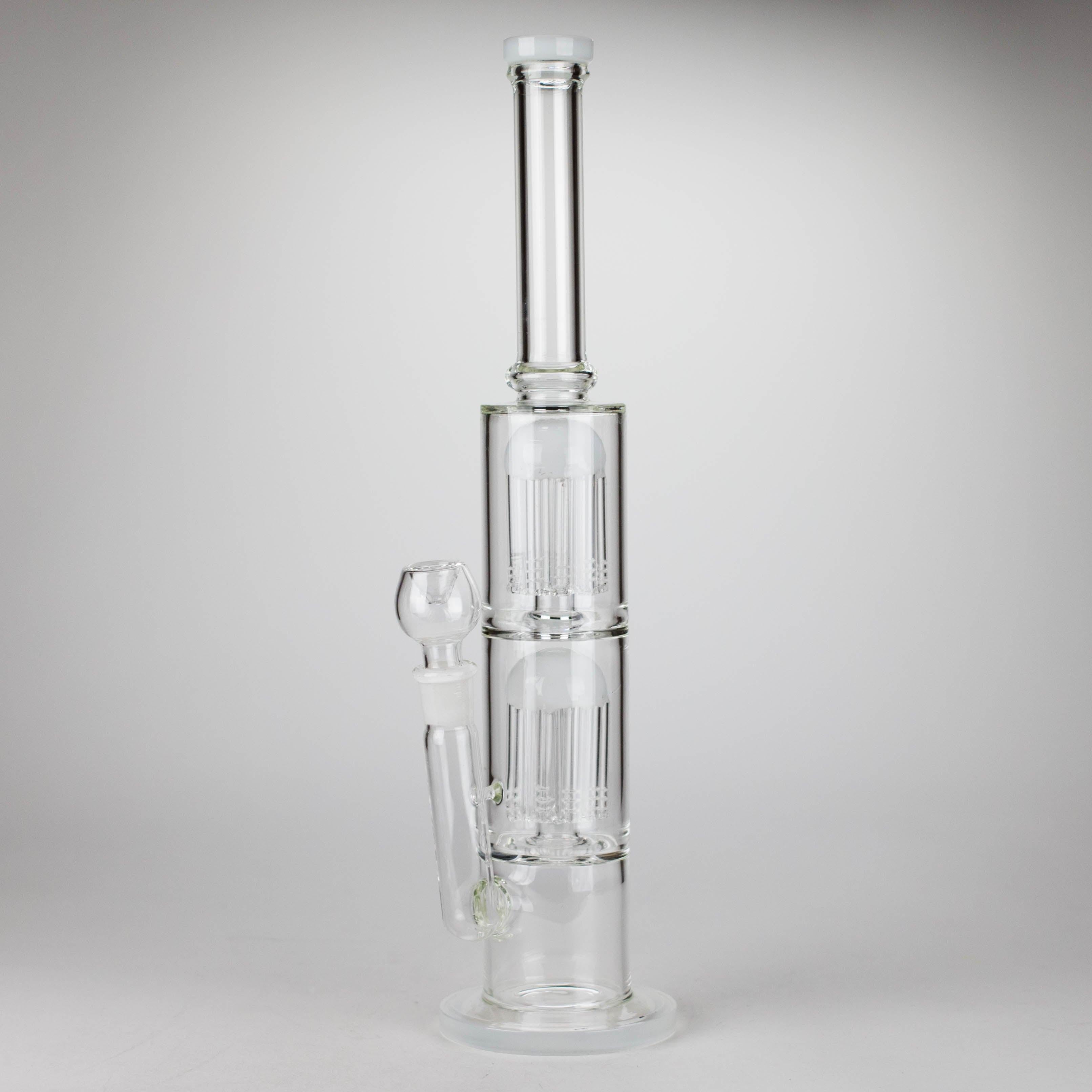 16" Color accented double percolator glass bong