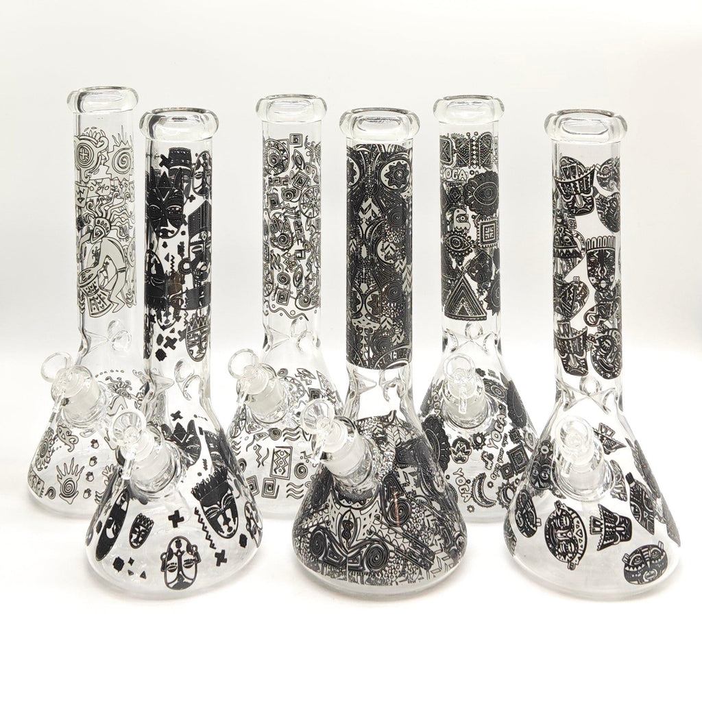 14" Glow in the dark 5mm Beaker Glass Bong