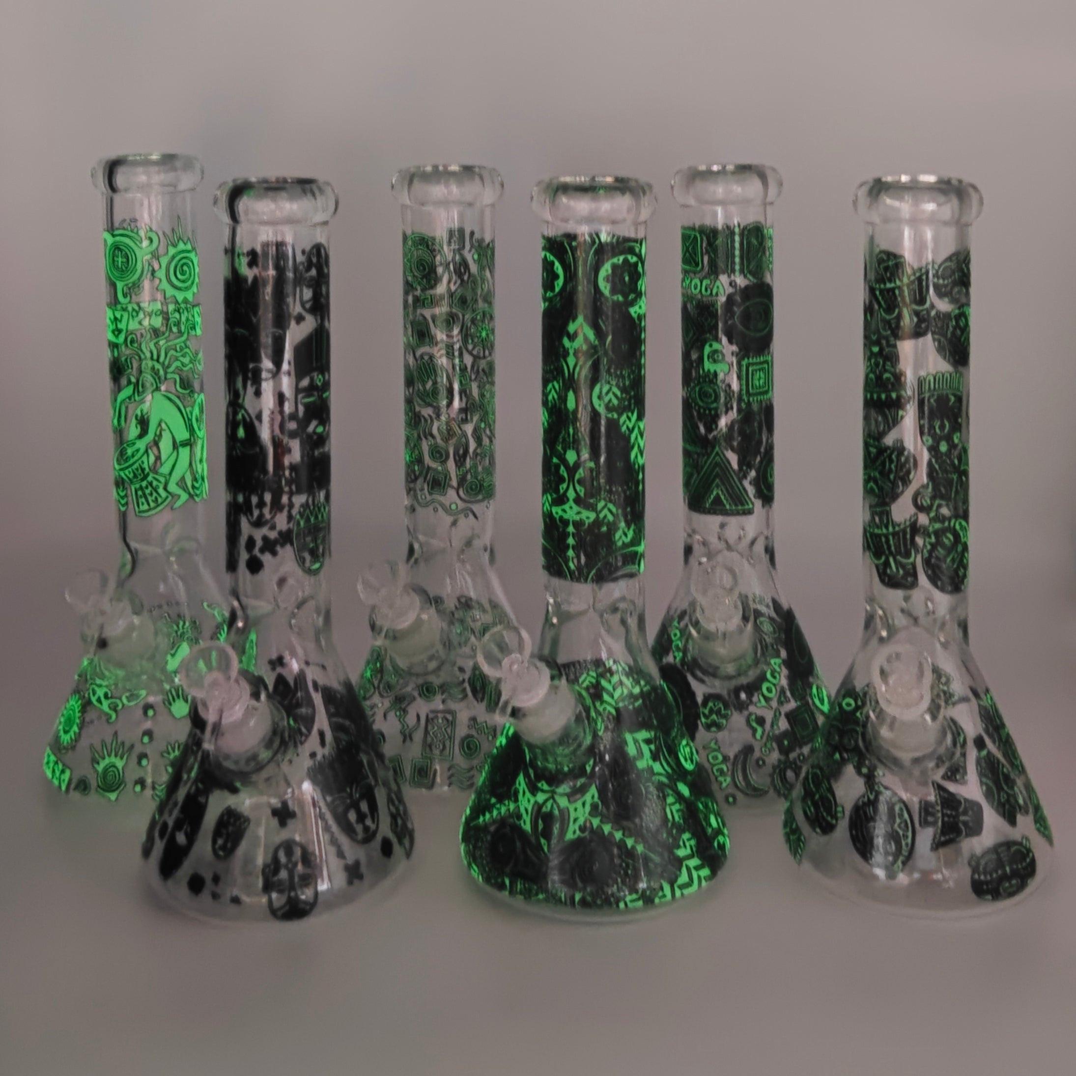 14" Glow in the dark 5mm Beaker Glass Bong