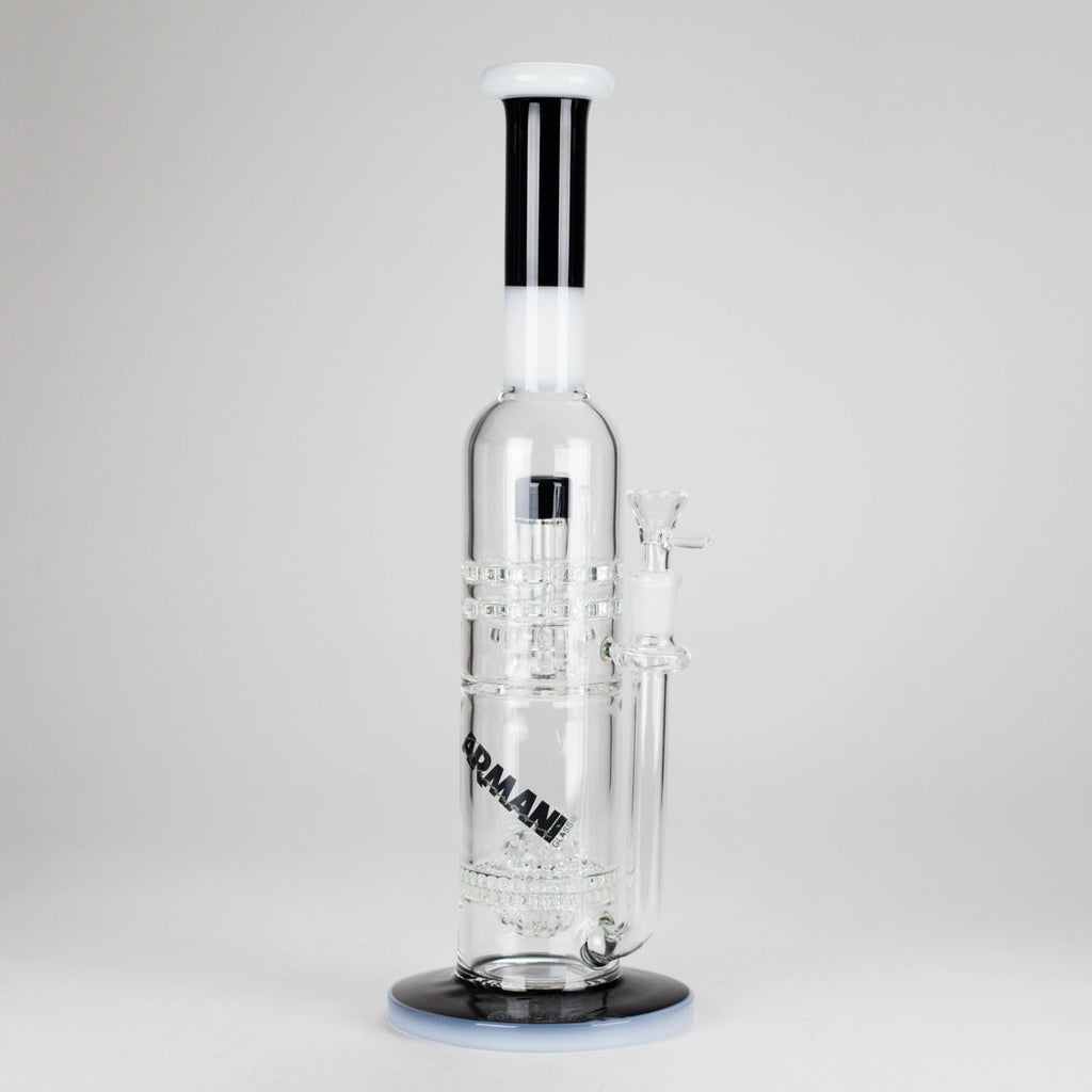 Armani Glass | 16" Double Percolator Bong – Premium Dual-Chamber Water Pipe