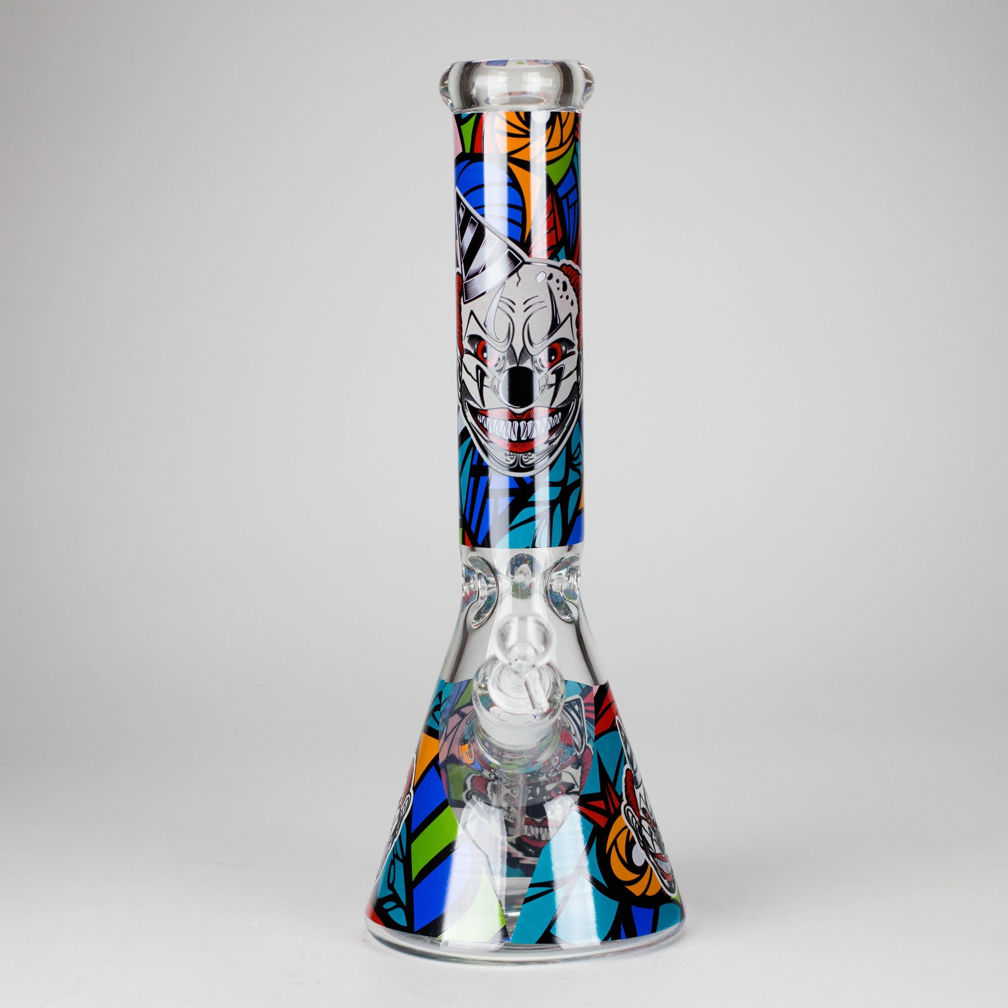 13.5" PsyClown Glass Bong – 7mm Thick Glass, Bold Psychedelic Clown Design