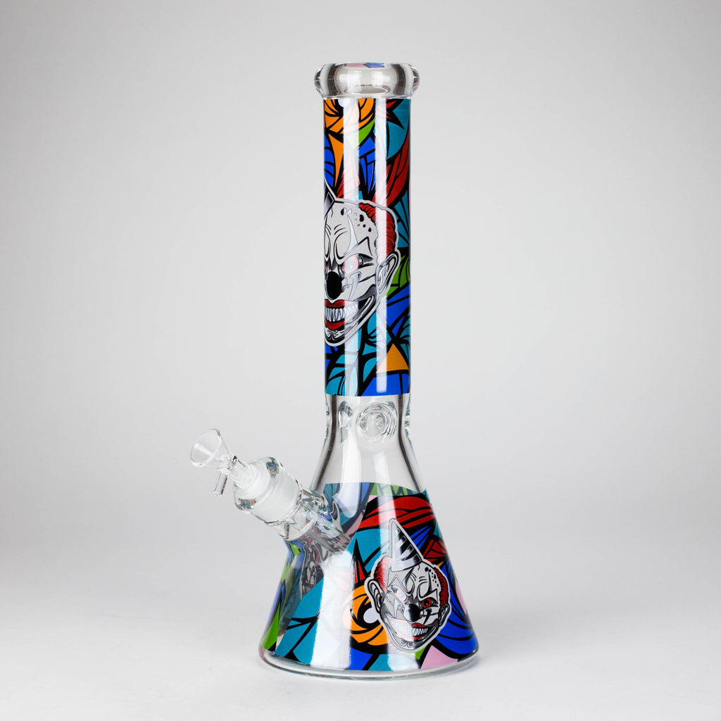 13.5" PsyClown Glass Bong – 7mm Thick Glass, Bold Psychedelic Clown Design