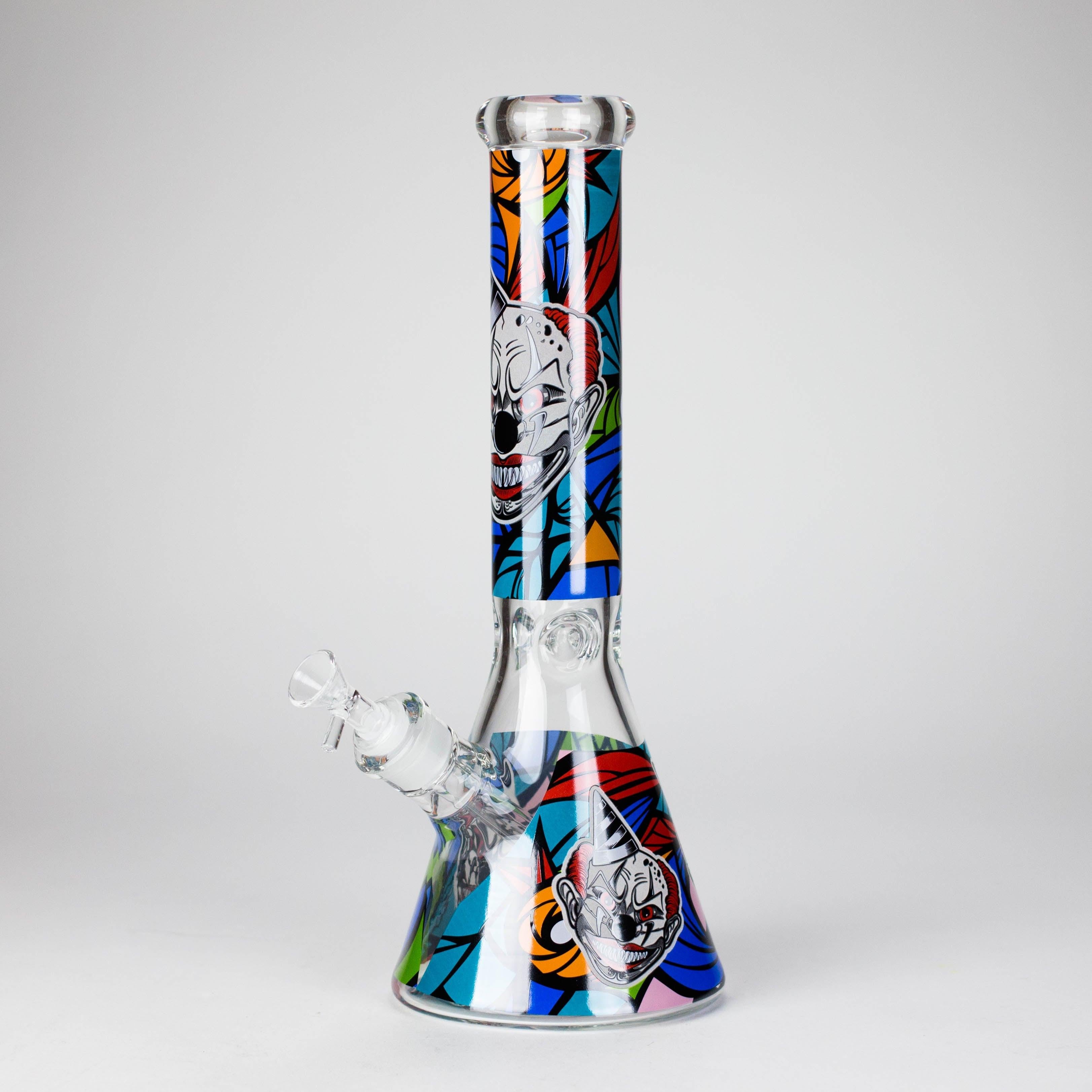13.5" PsyClown Glass Bong – 7mm Thick Glass, Bold Psychedelic Clown Design