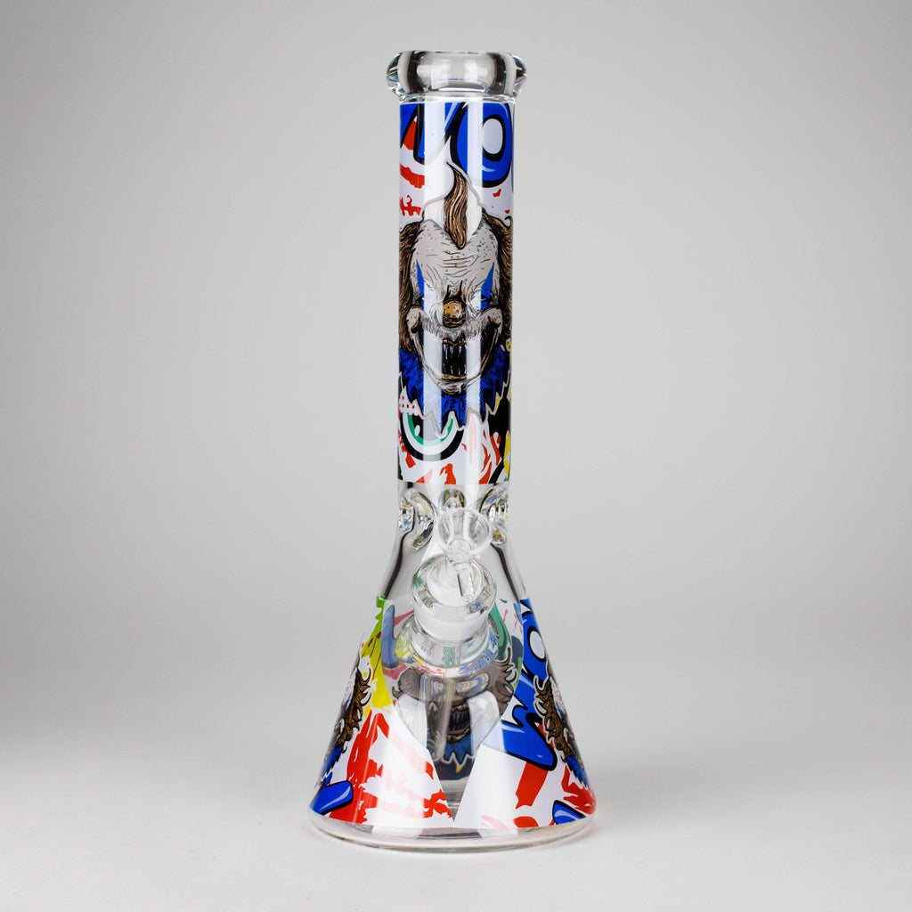 13.5" PsyClown Glass Bong – 7mm Thick Glass, Bold Psychedelic Clown Design