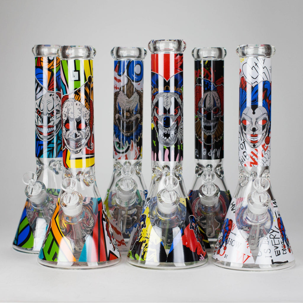13.5" PsyClown Glass Bong – 7mm Thick Glass, Bold Psychedelic Clown Design