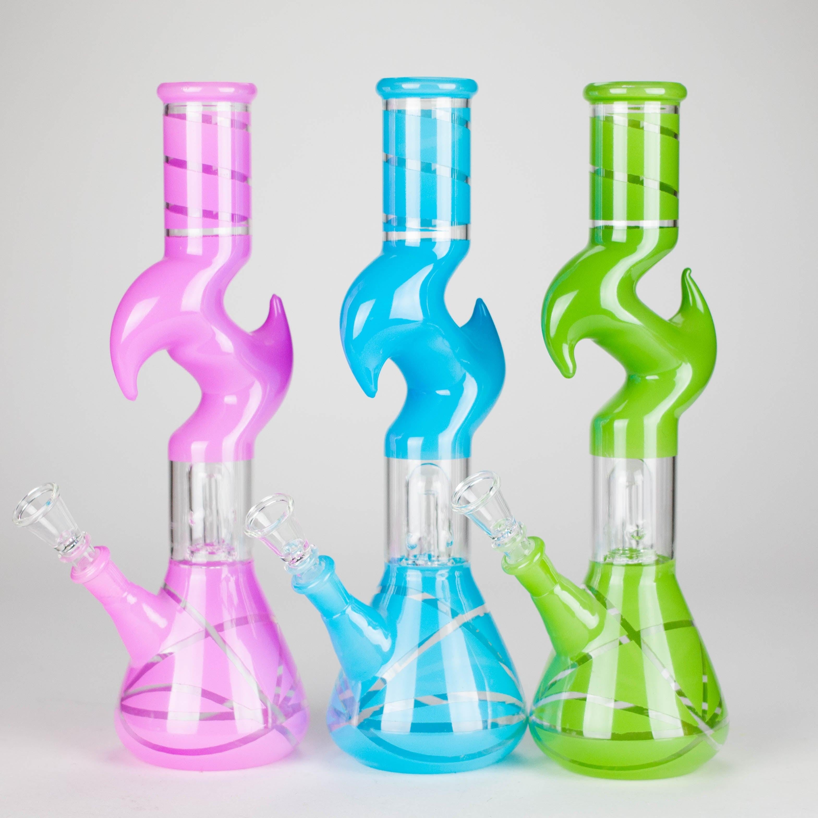 12" Zic-Zac Glass Water Pipe with Dome Percolator | Assorted Colors Main image