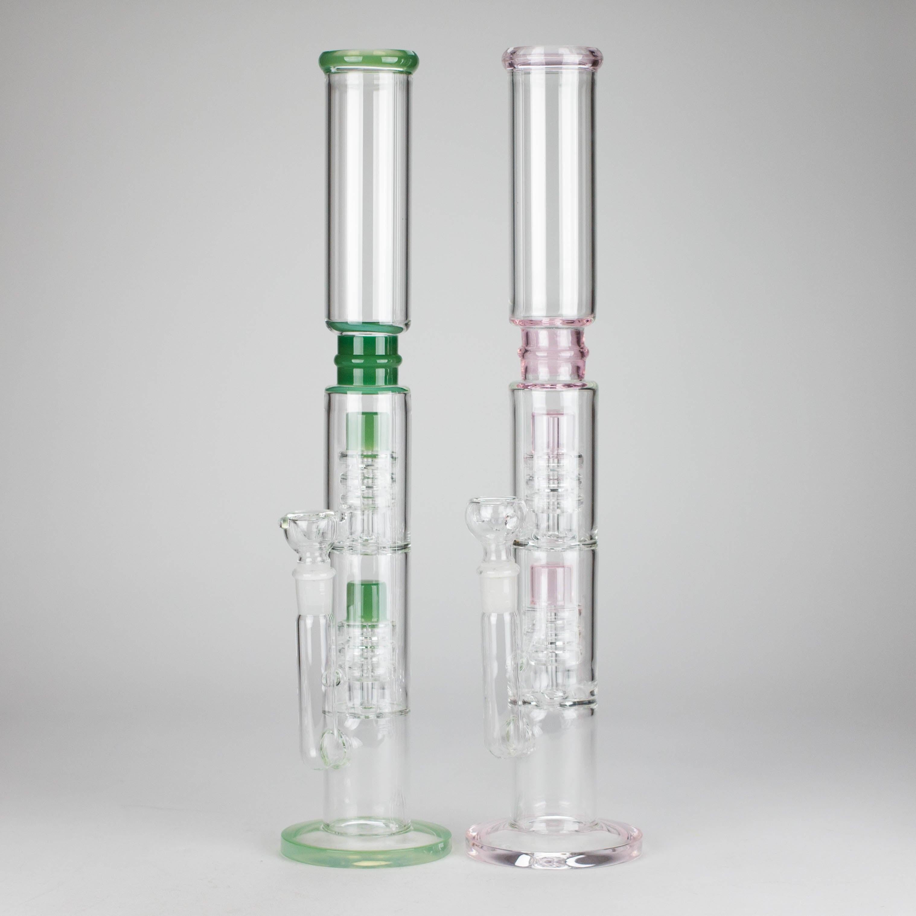 18" Straight Glass Water Pipe with Dual Percolator – Assorted Colors Main image
