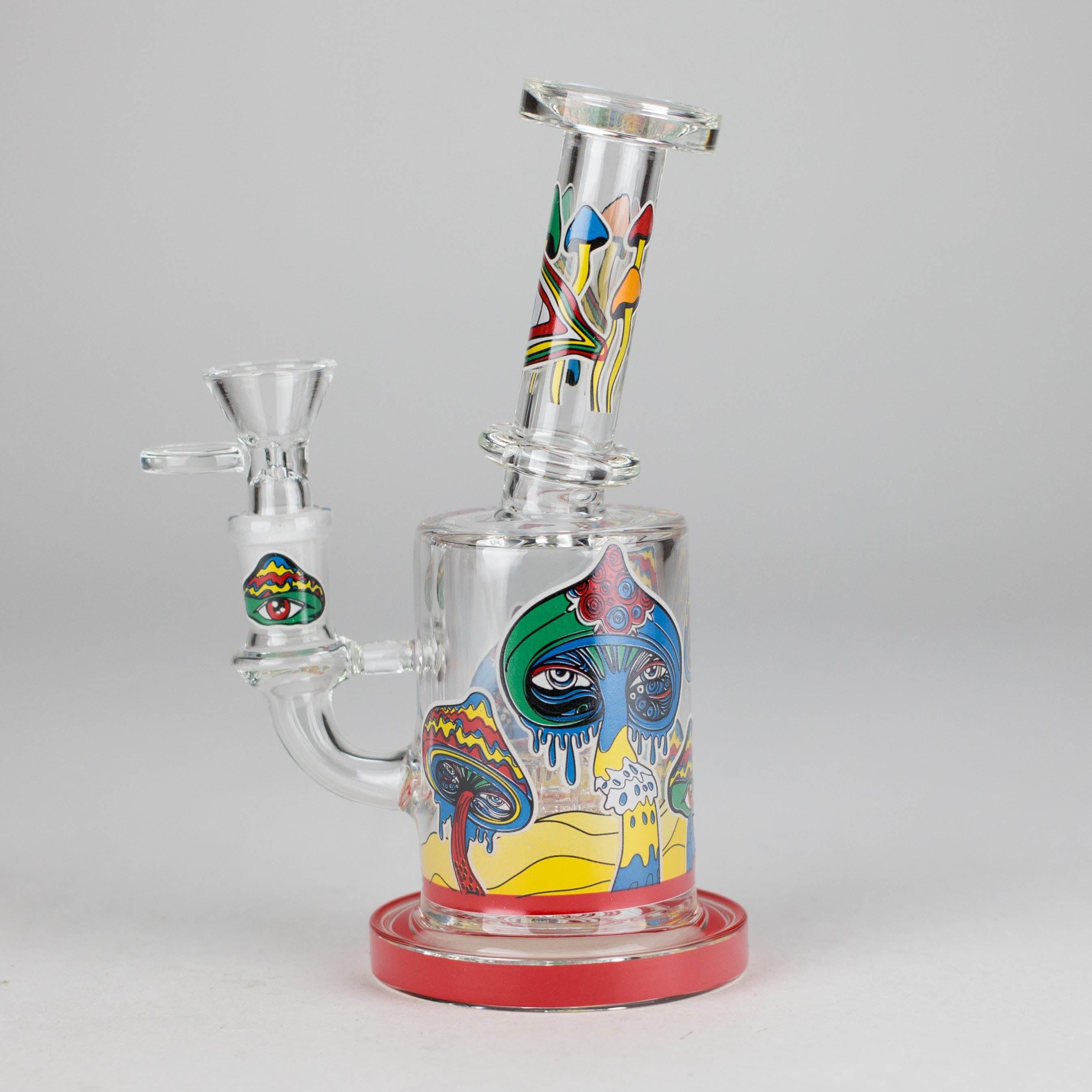 7" Magic Mushroom Glass Bong with Perc – Glow-in-the-Dark