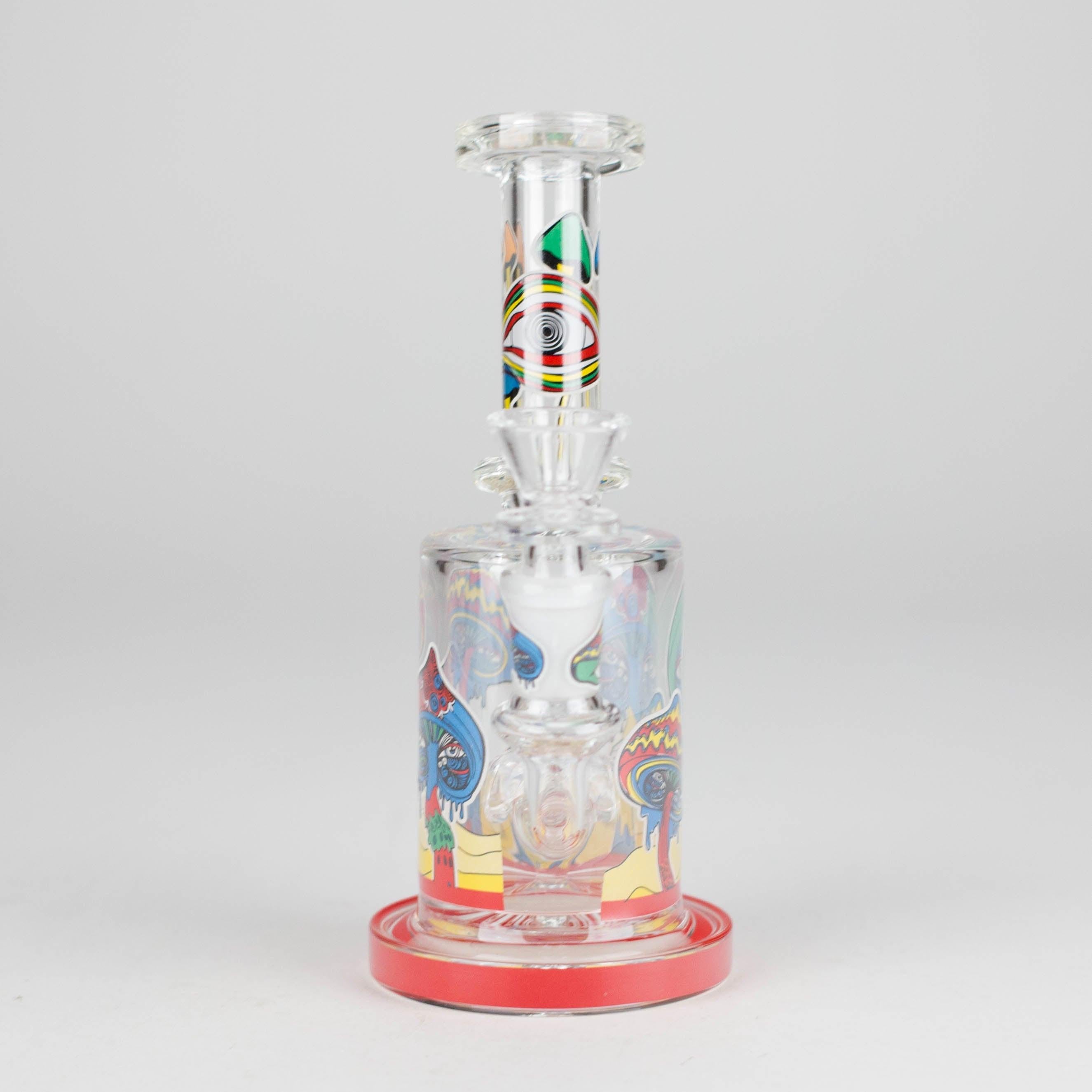 7" Magic Mushroom Glass Bong with Perc – Glow-in-the-Dark