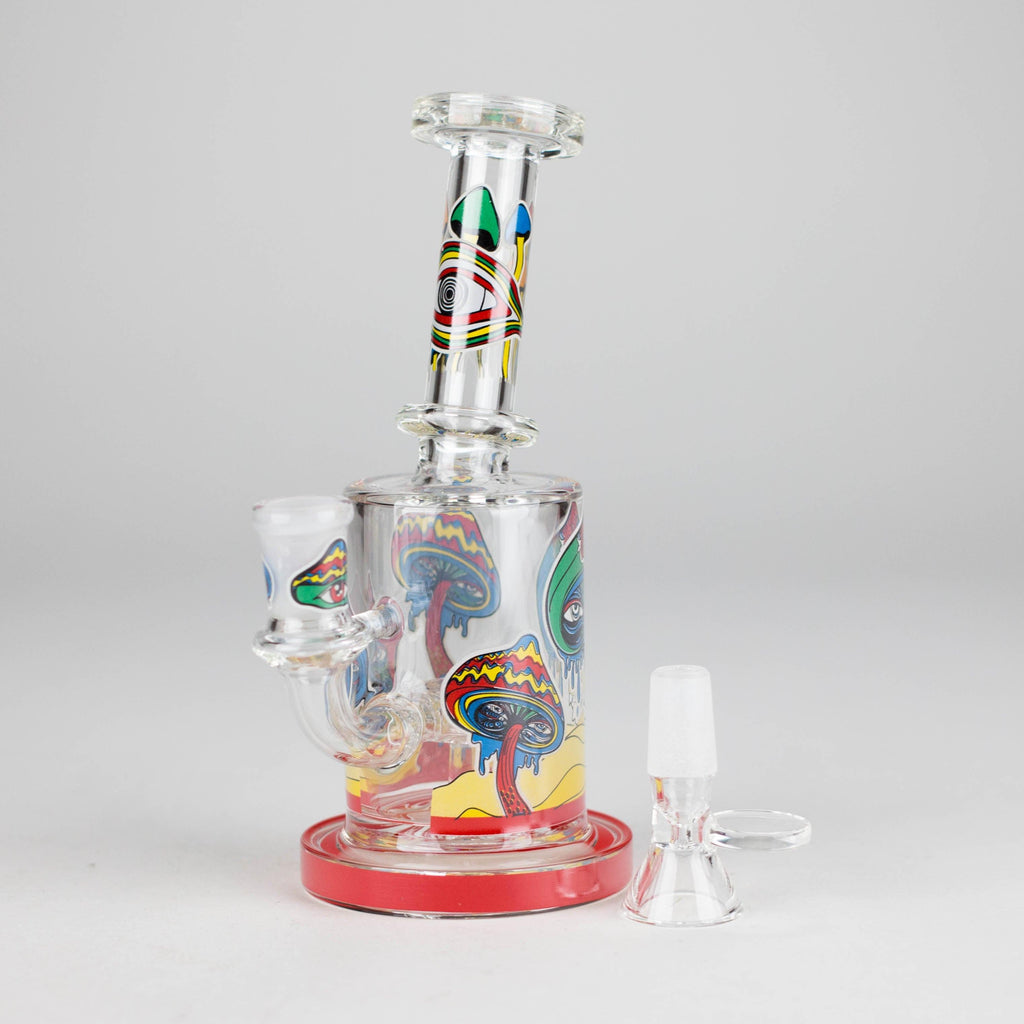 7" Magic Mushroom Glass Bong with Perc – Glow-in-the-Dark