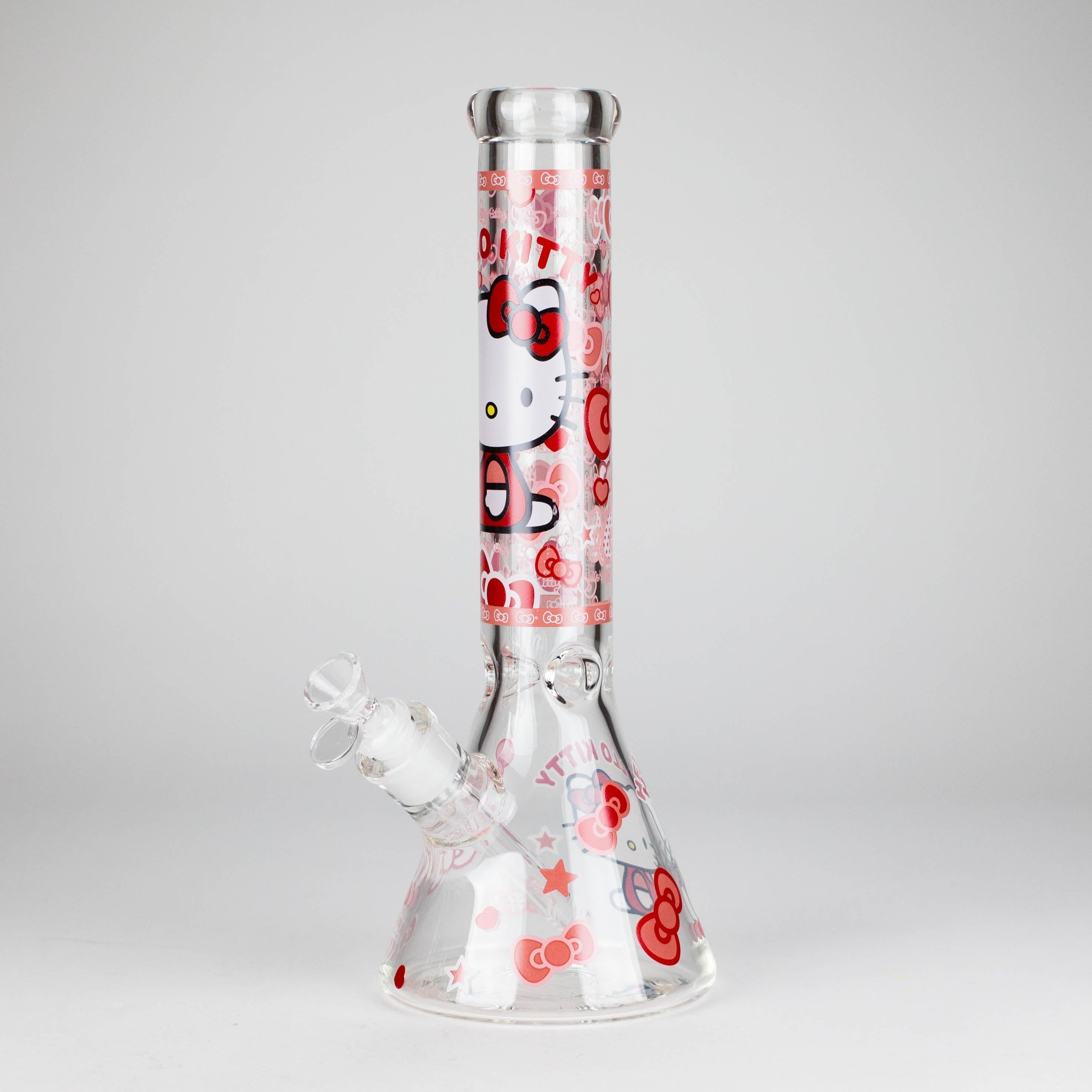 14" 7mm Glass Beaker Bong with Kitty Design and Ice Catcher