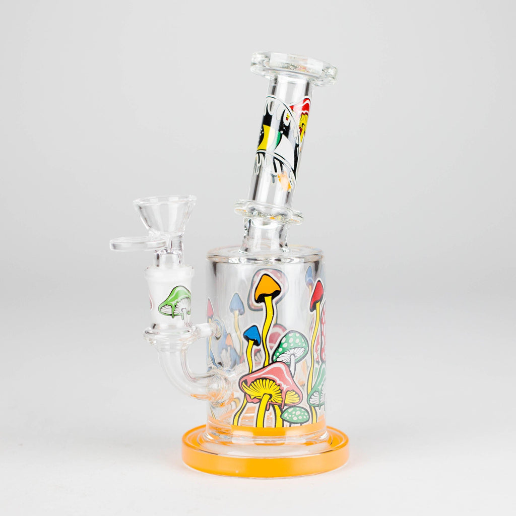 7" Magic Mushroom Glass Bong with Perc – Glow-in-the-Dark