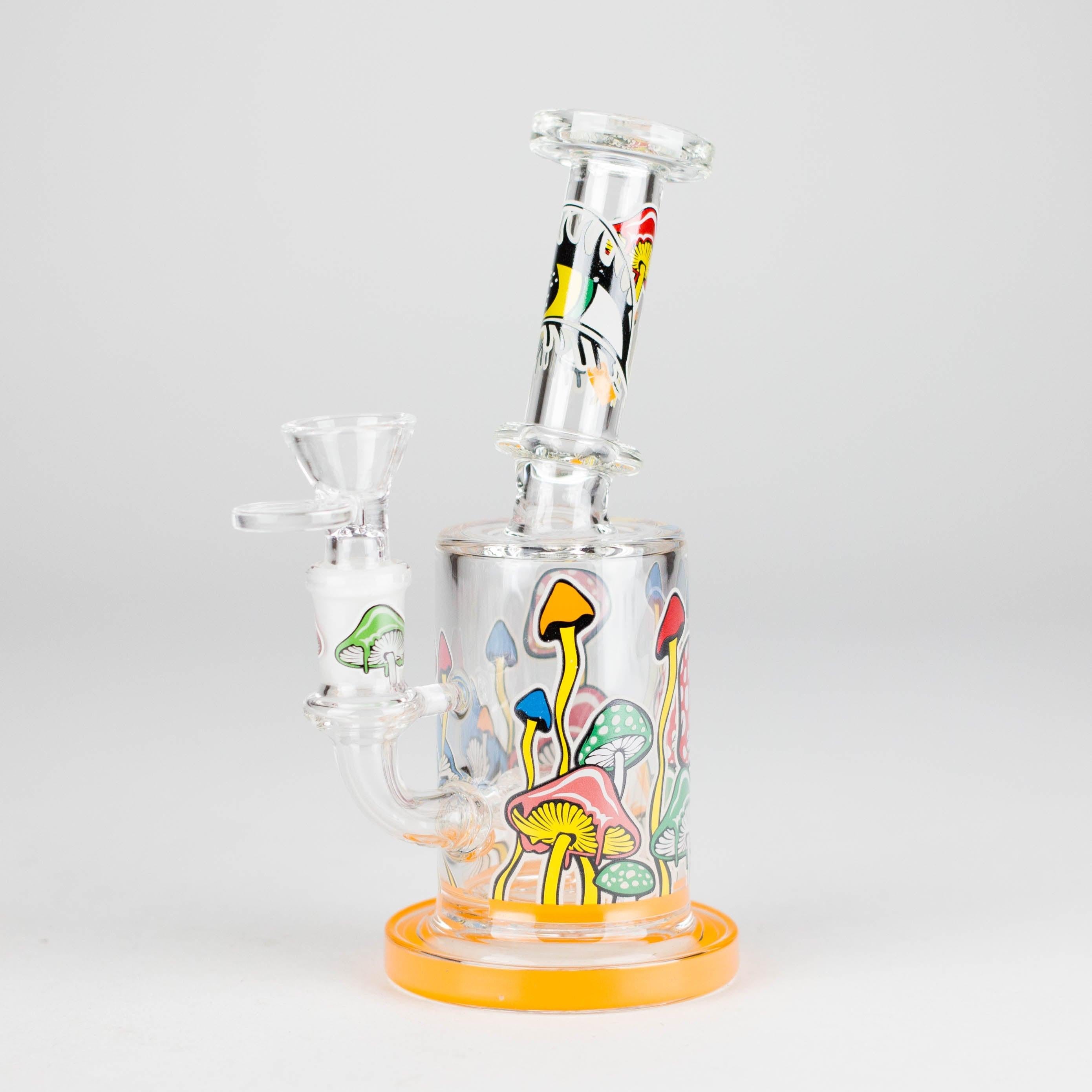 7" Magic Mushroom Glass Bong with Perc – Glow-in-the-Dark