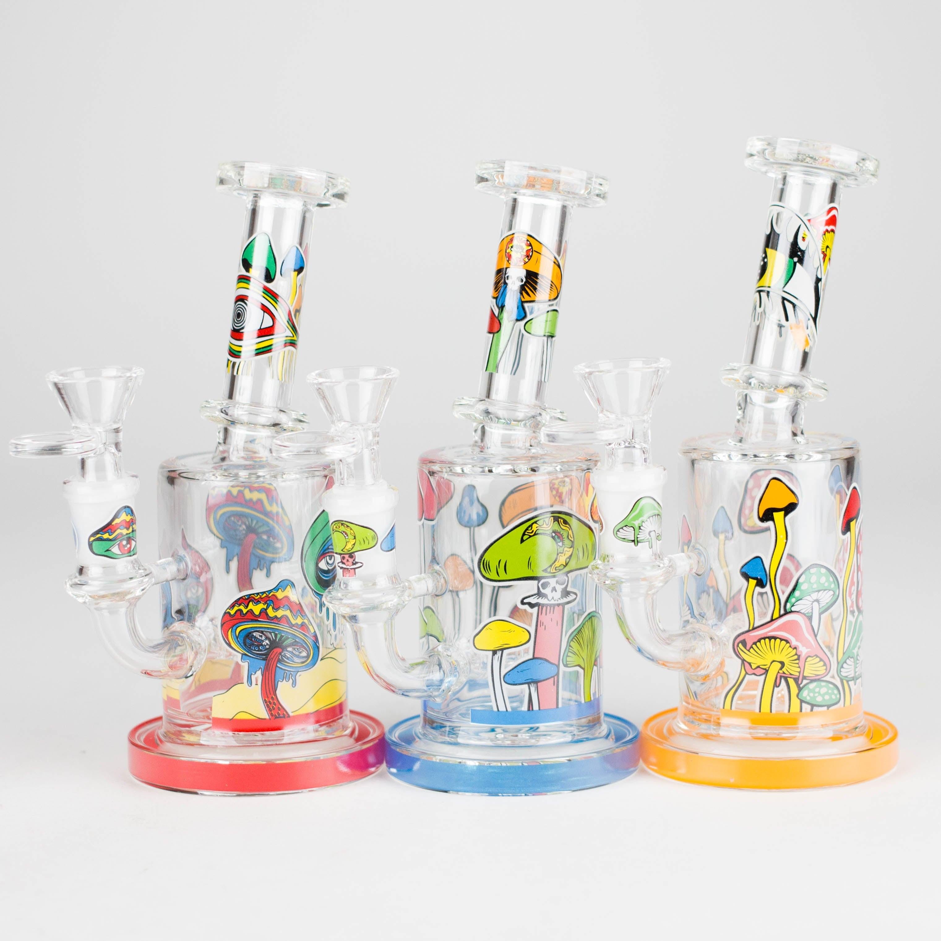 7" Magic Mushroom Glass Bong with Perc – Glow-in-the-Dark Main image