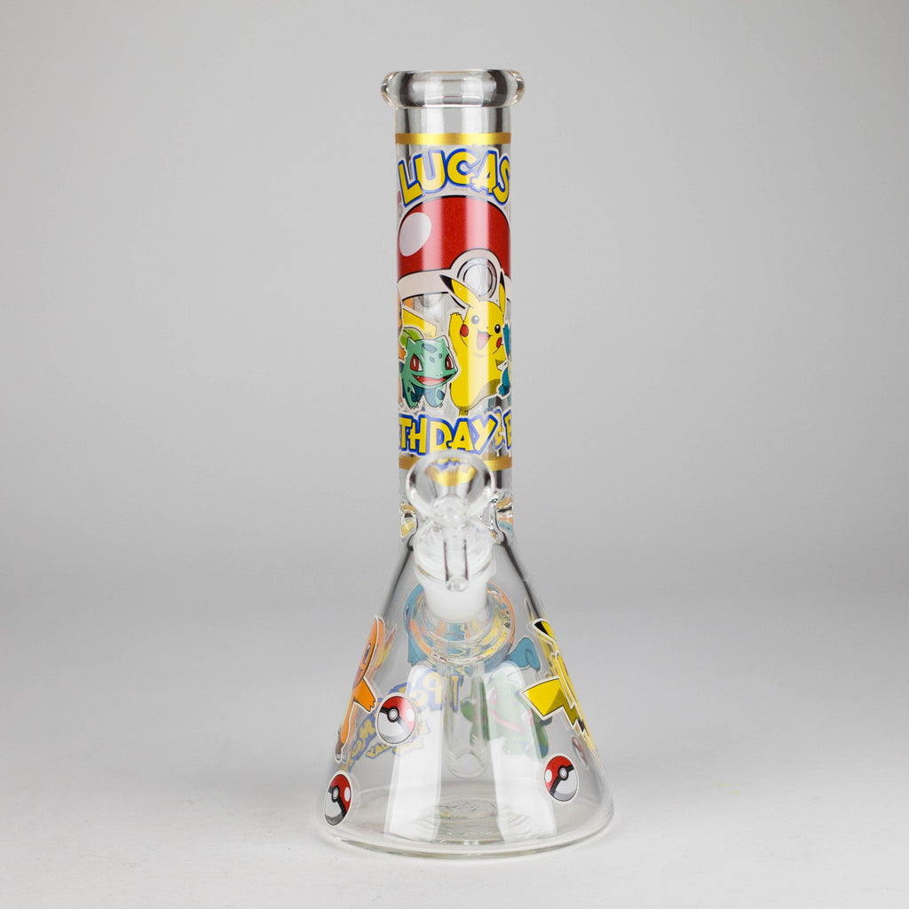 10" 5mm Glass Beaker Bong with Cartoon Design