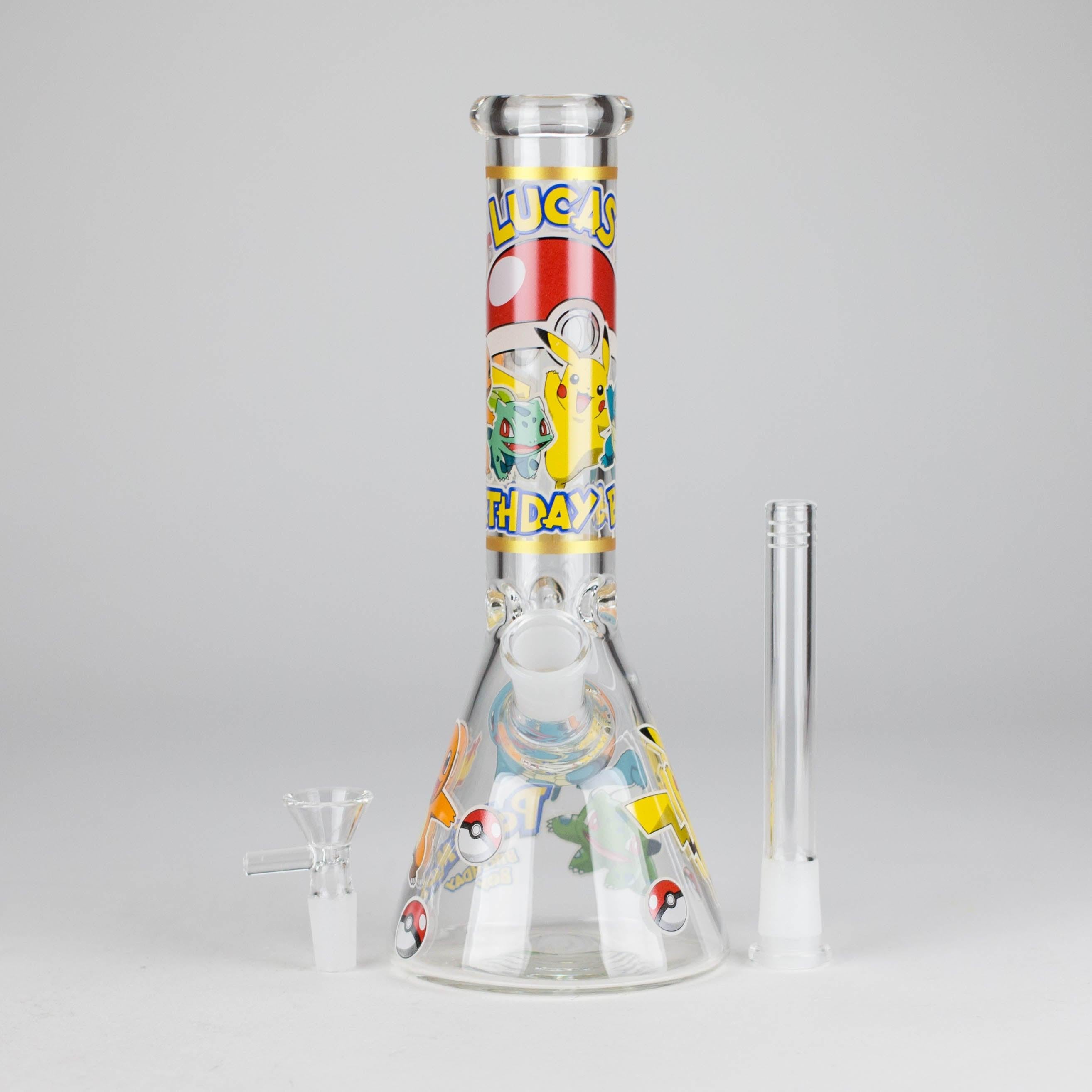 10" 5mm Glass Beaker Bong with Cartoon Design