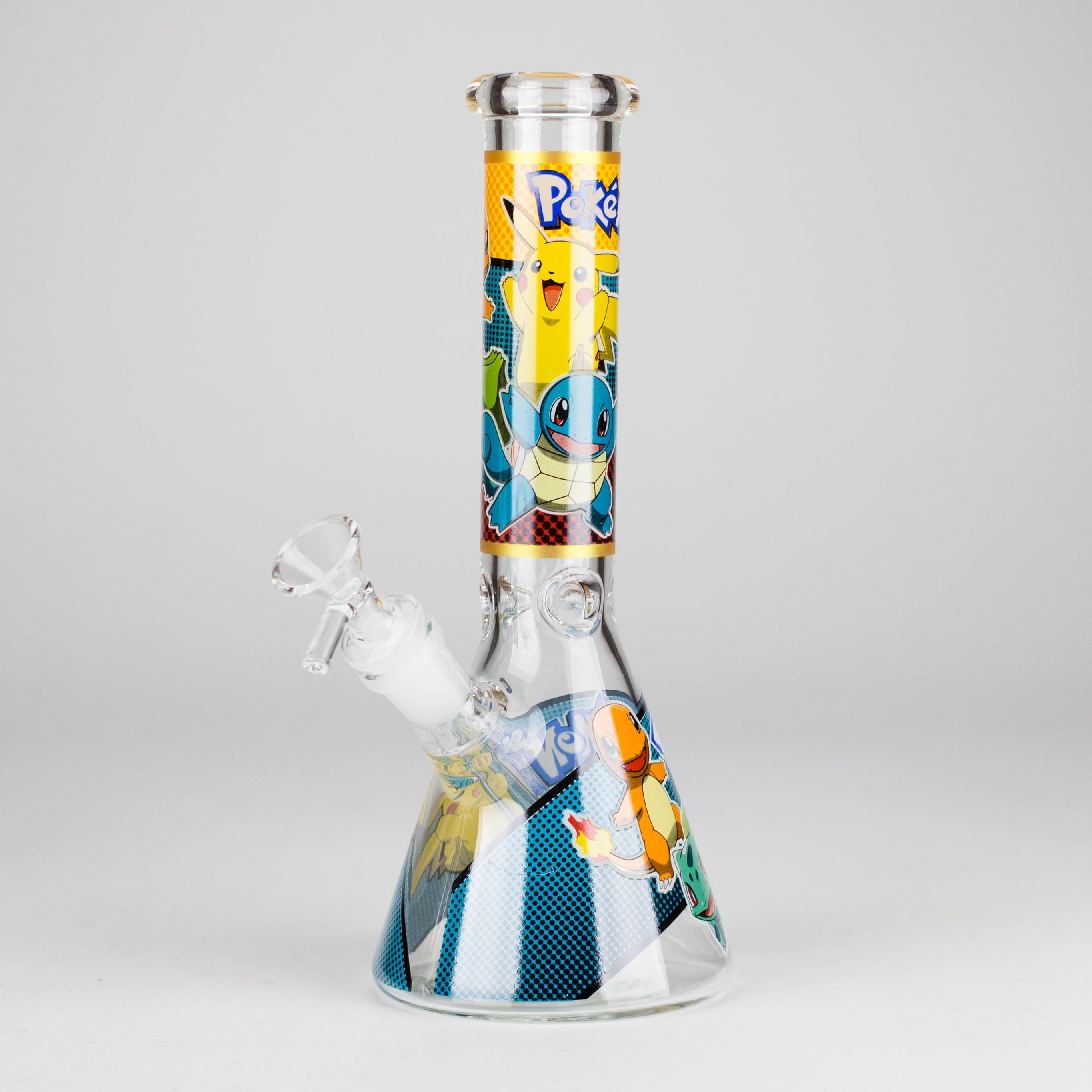 10" 5mm Glass Beaker Bong with Cartoon Design